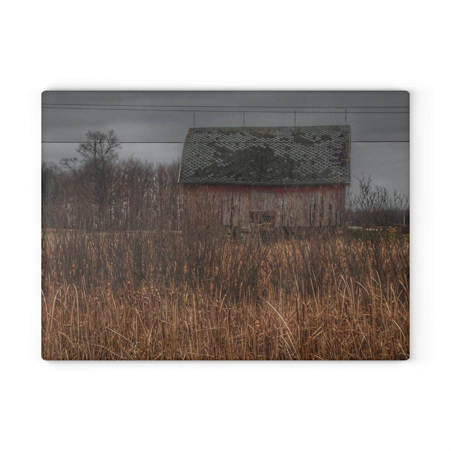 U R There Photography Brown Road Rustic Rustic Farmhouse Tempered-Glass Cutting Board