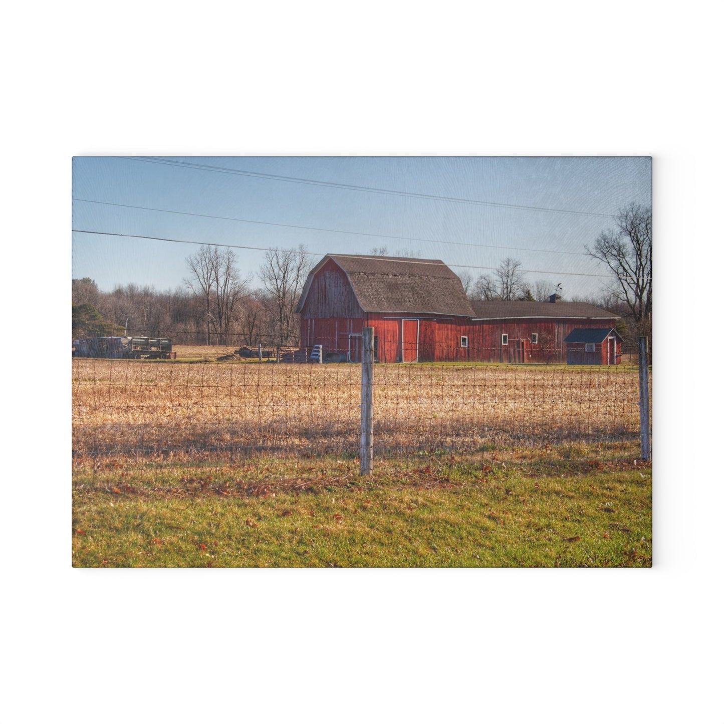 U R There Photography Pratt Road Little Red Rustic Farmhouse Tempered-Glass Cutting Board
