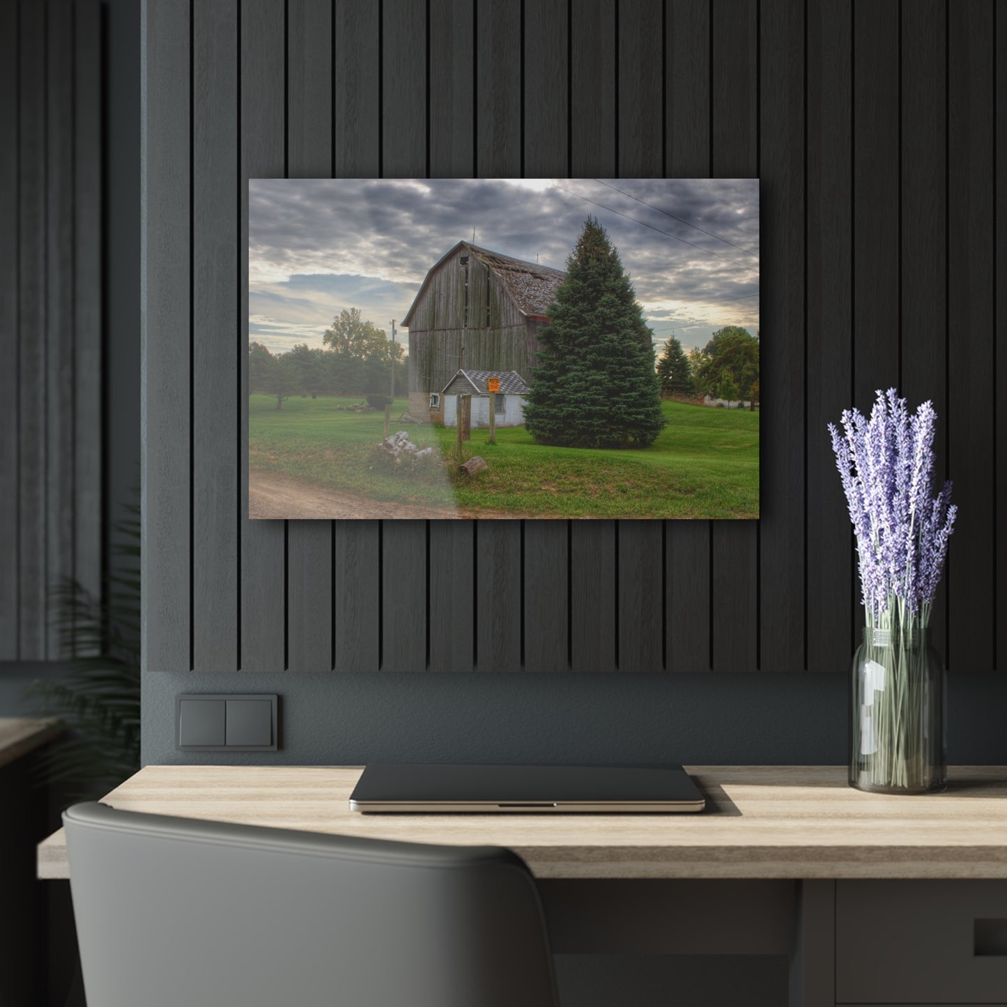 U R There Photography Rich Road Falling Grey II Rustic Farmhouse Acrylic Wall Print