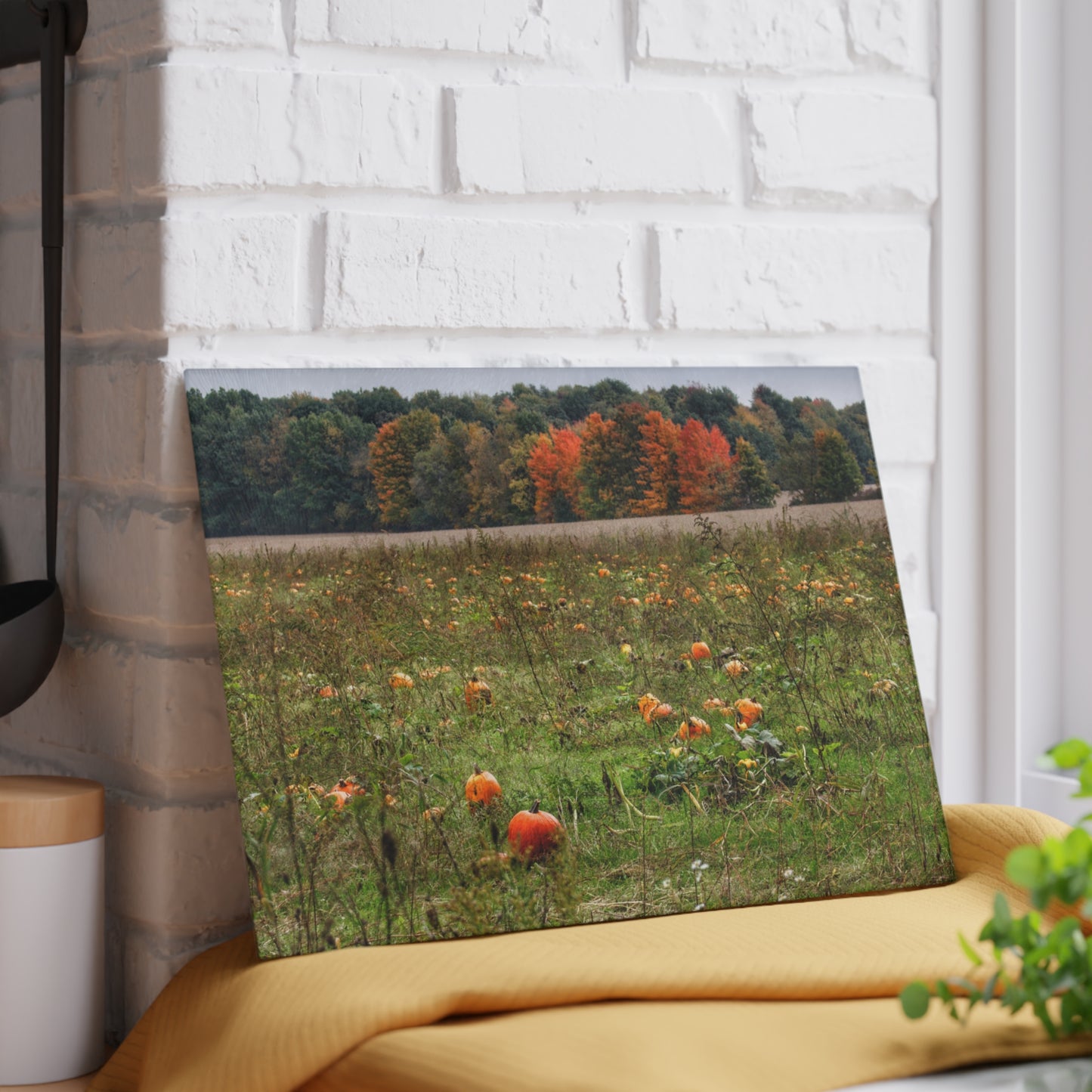 U R There Photography Once Upon a Time in a Pumpkin Patch Rustic Farmhouse Tempered-Glass Cutting Board