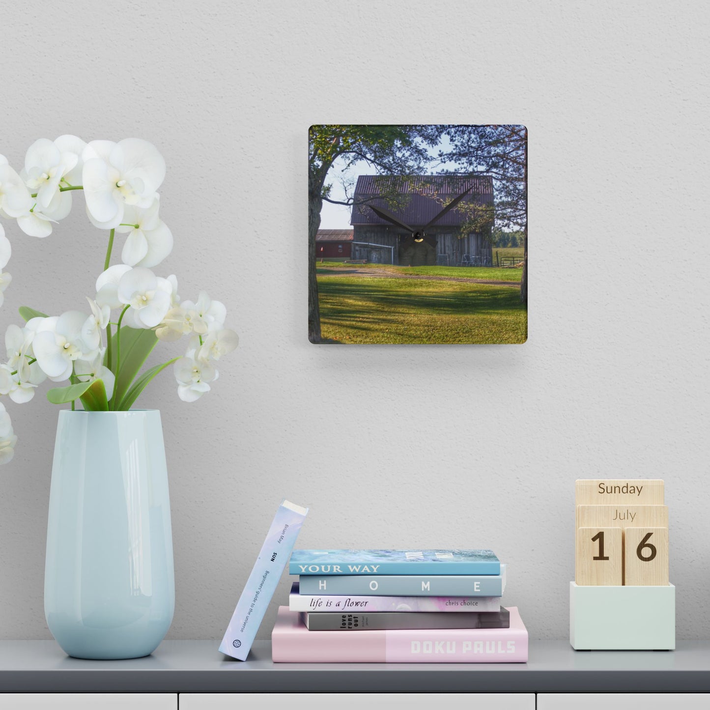 U R There Photography Newark Road Tilted Grey II Rustic Farmhouse Acrylic Analog Wall Clock