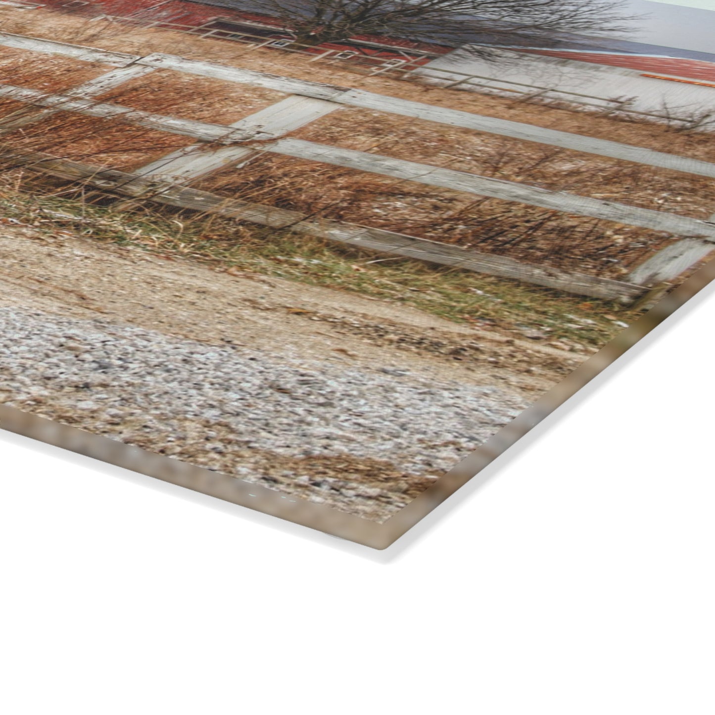 U R There Photography Mound Road Reds Rustic Farmhouse Tempered-Glass Cutting Board