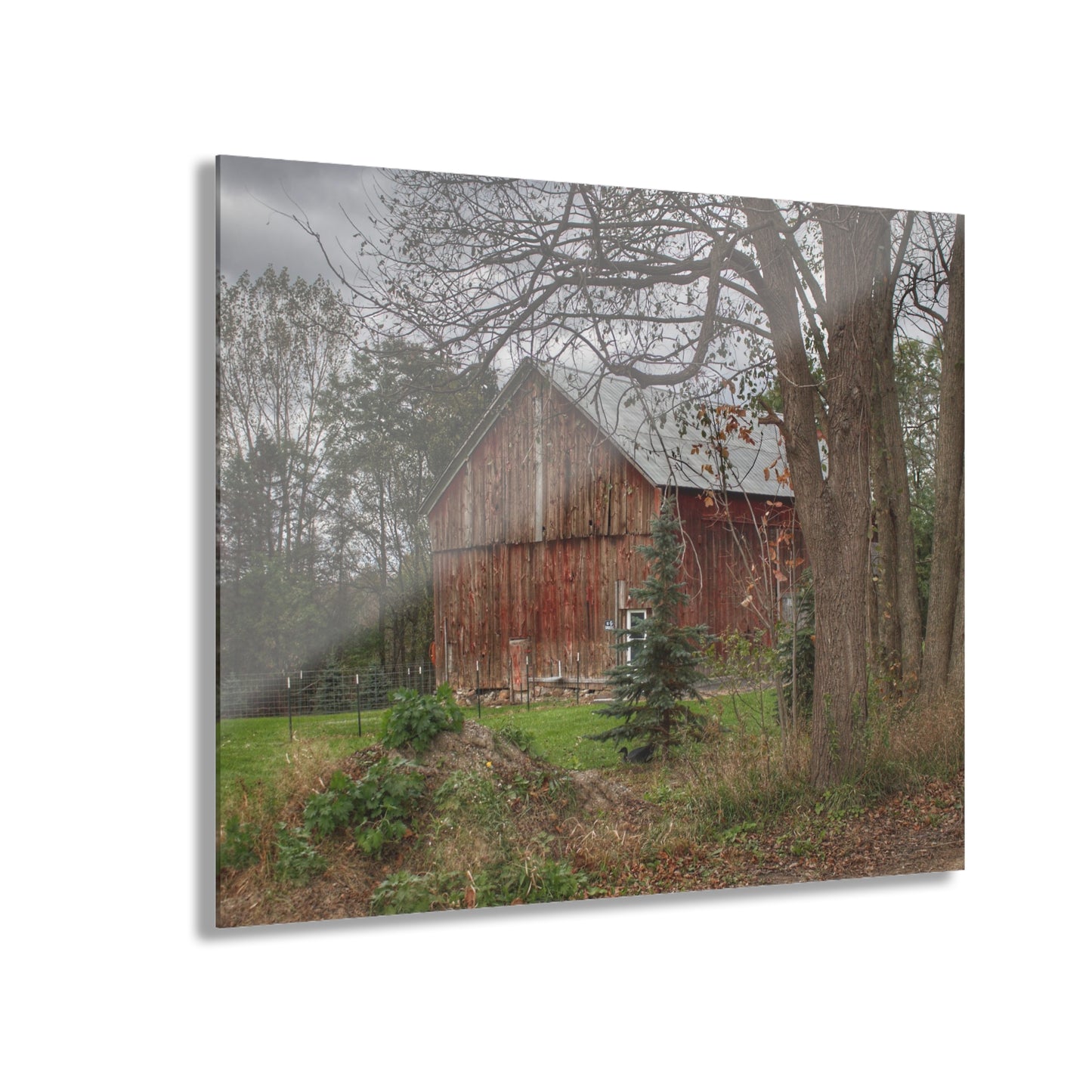 U R There Photography Big Fish Lake Road Red Rustic Farmhouse Acrylic Wall Print