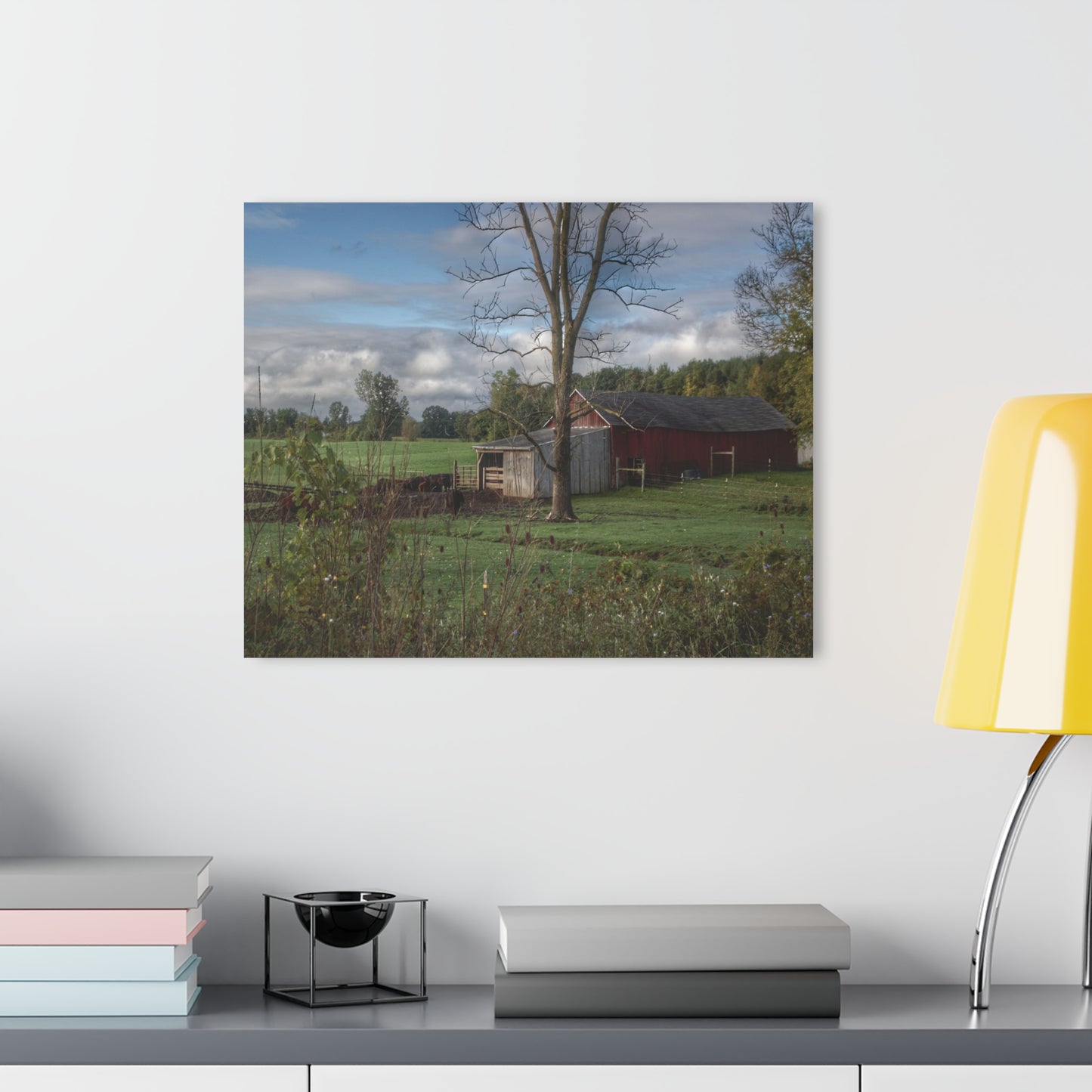 U R There Photography West Oregon Road Hidden Red IV Rustic Farmhouse Acrylic Wall Print