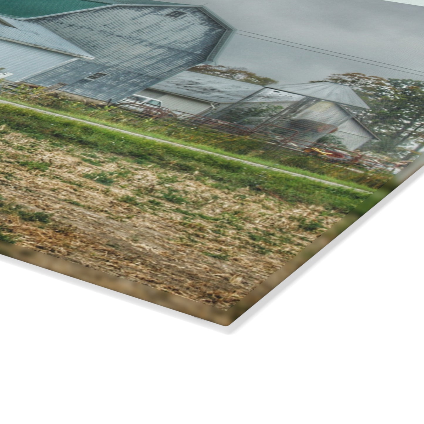 U R There Photography Richville Road Grey II Rustic Farmhouse Tempered-Glass Cutting Board