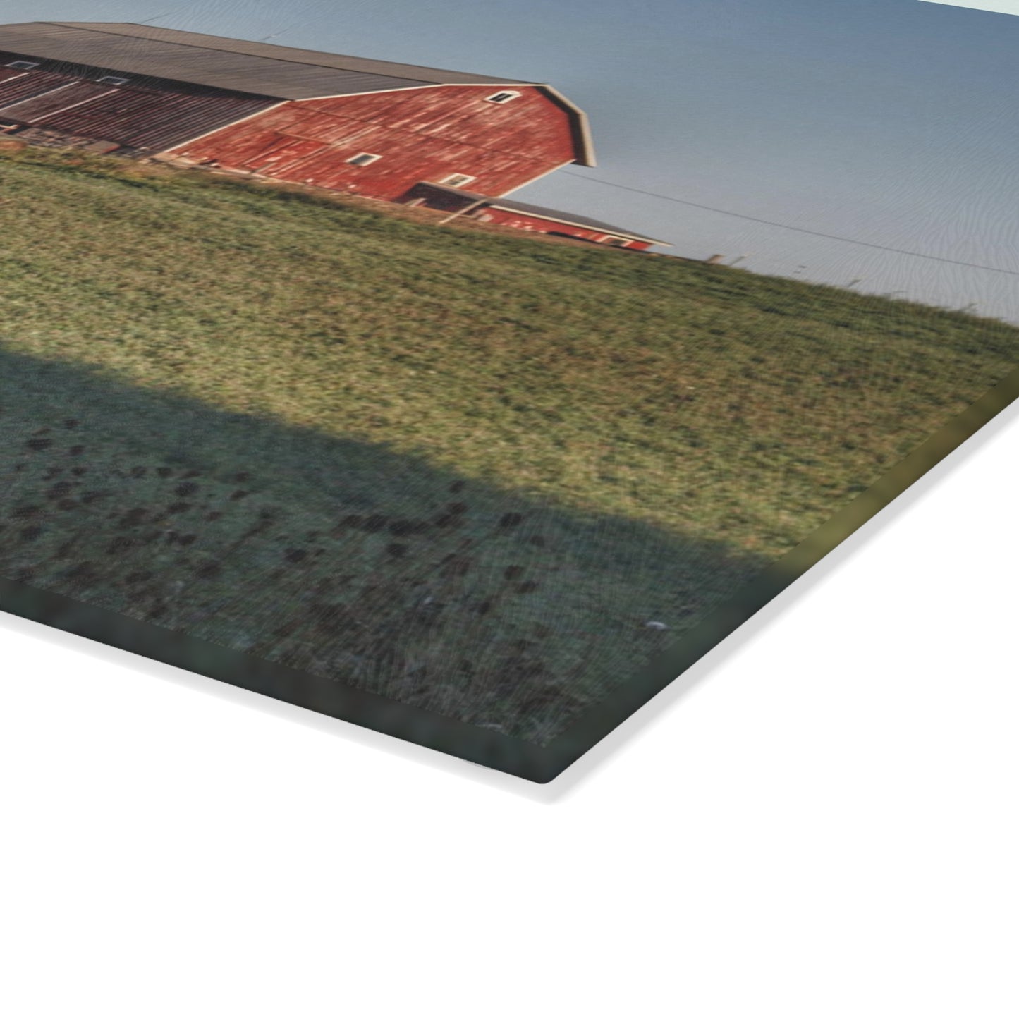 U R There Photography Across the Field in Millington Rustic Farmhouse Tempered-Glass Cutting Board