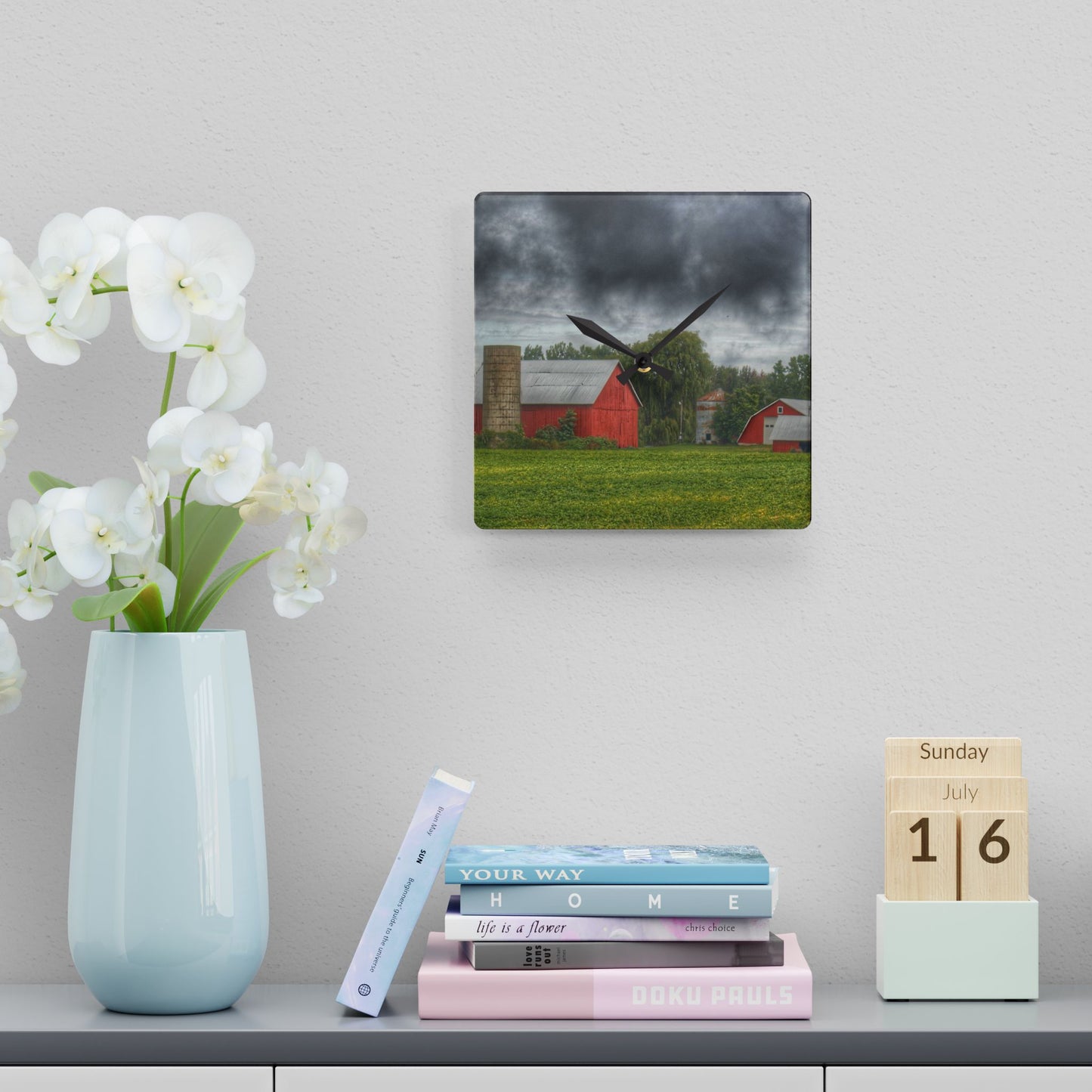U R There Photography Kingston Road Trio I Rustic Farmhouse Acrylic Analog Wall Clock