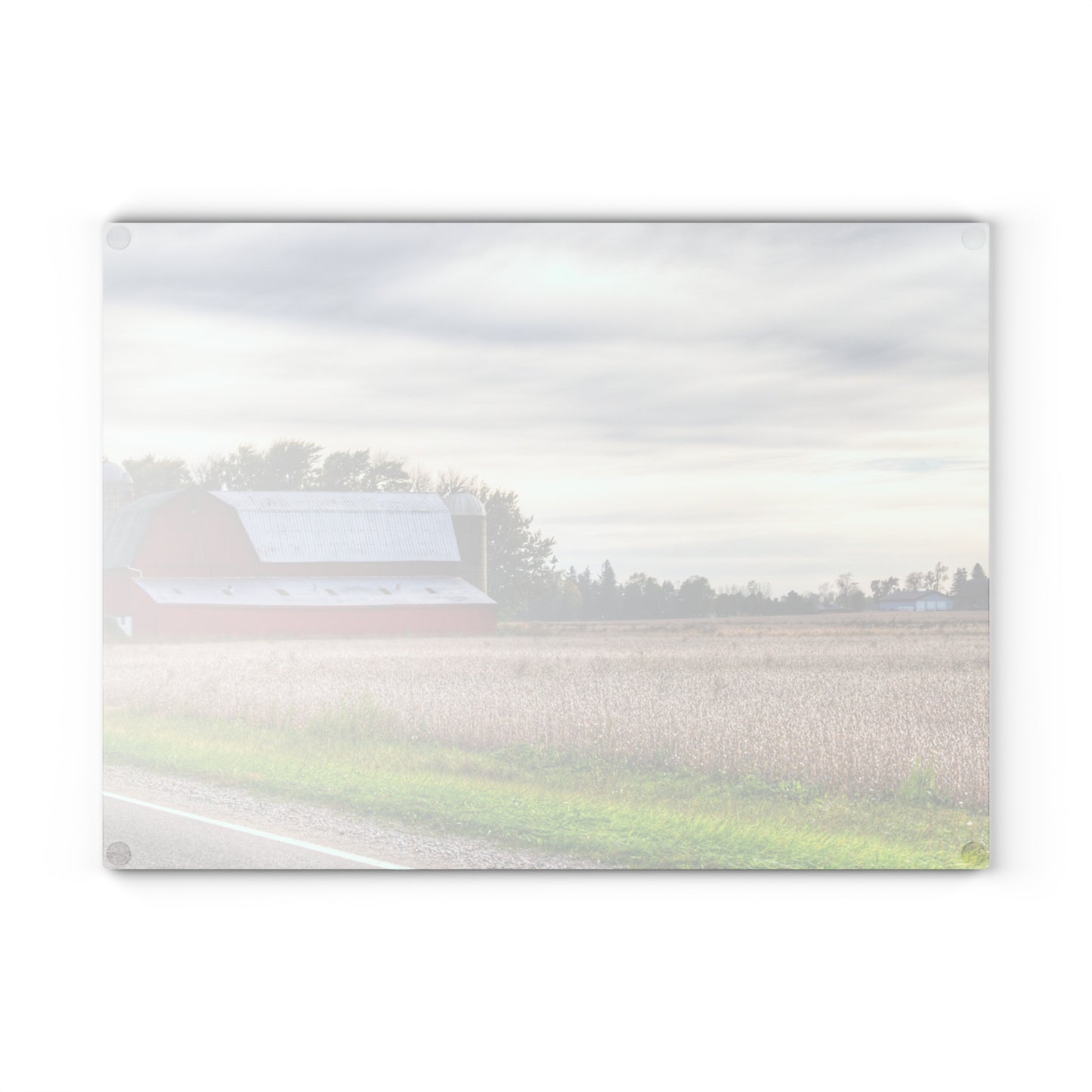 U R There Photography Brown City Red II Rustic Farmhouse Tempered-Glass Cutting Board