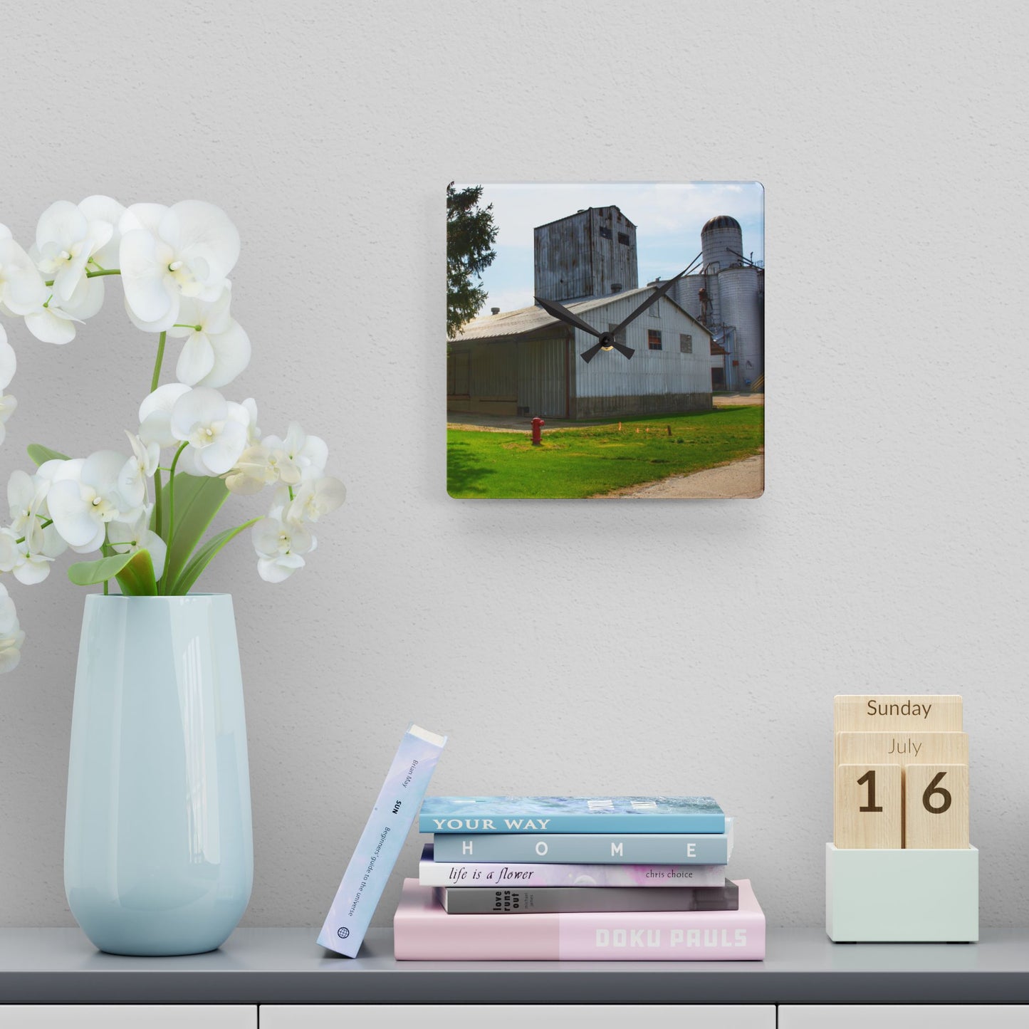 U R There Photography Unionville Grainery Rustic Farmhouse Acrylic Analog Wall Clock