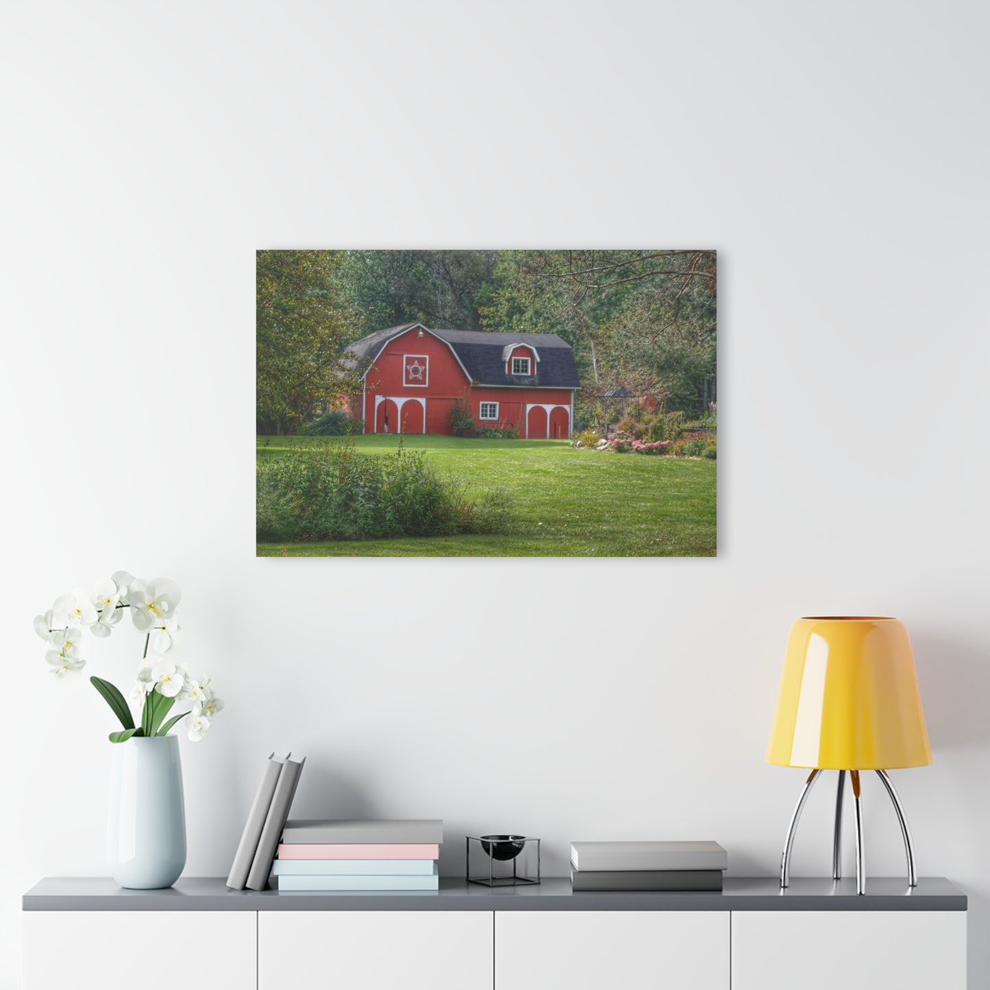 U R There Photography Charming Red Rustic Farmhouse Acrylic Wall Print