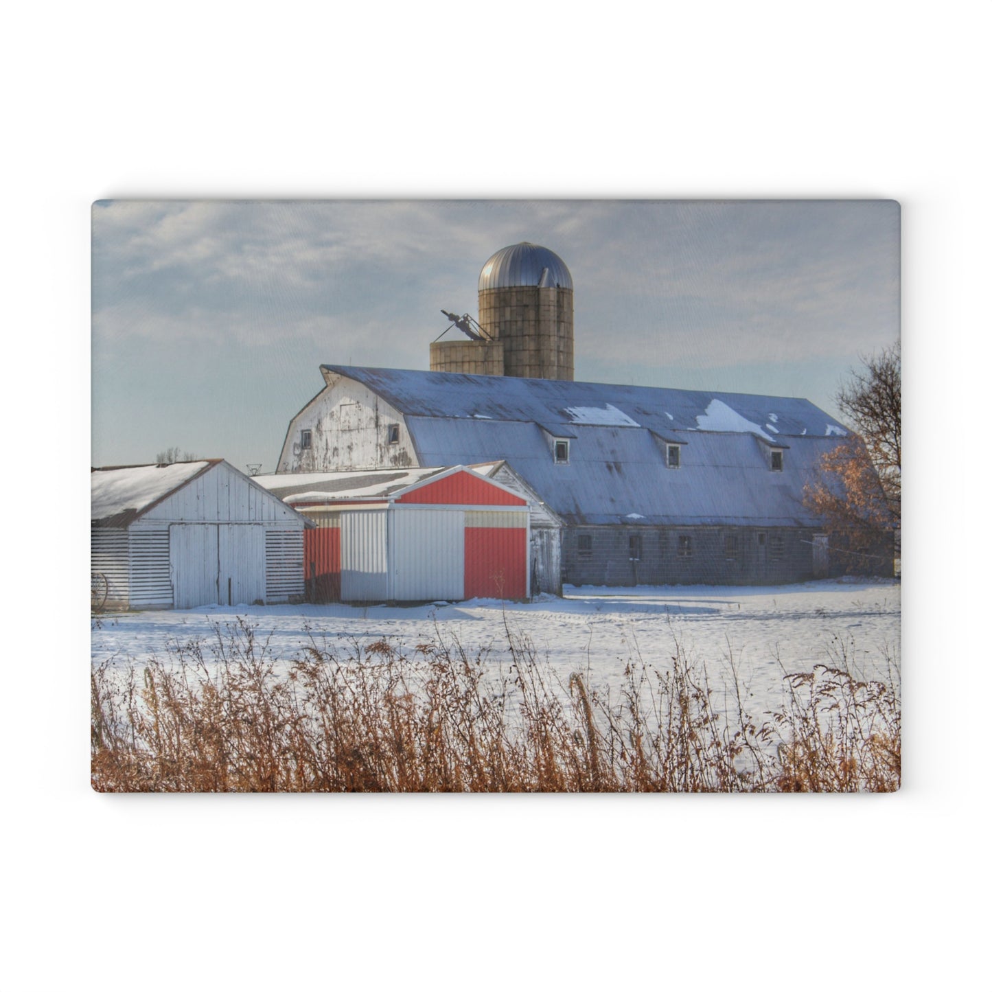 U R There Photography Shoemaker Road Grey Rustic Farmhouse Tempered-Glass Cutting Board