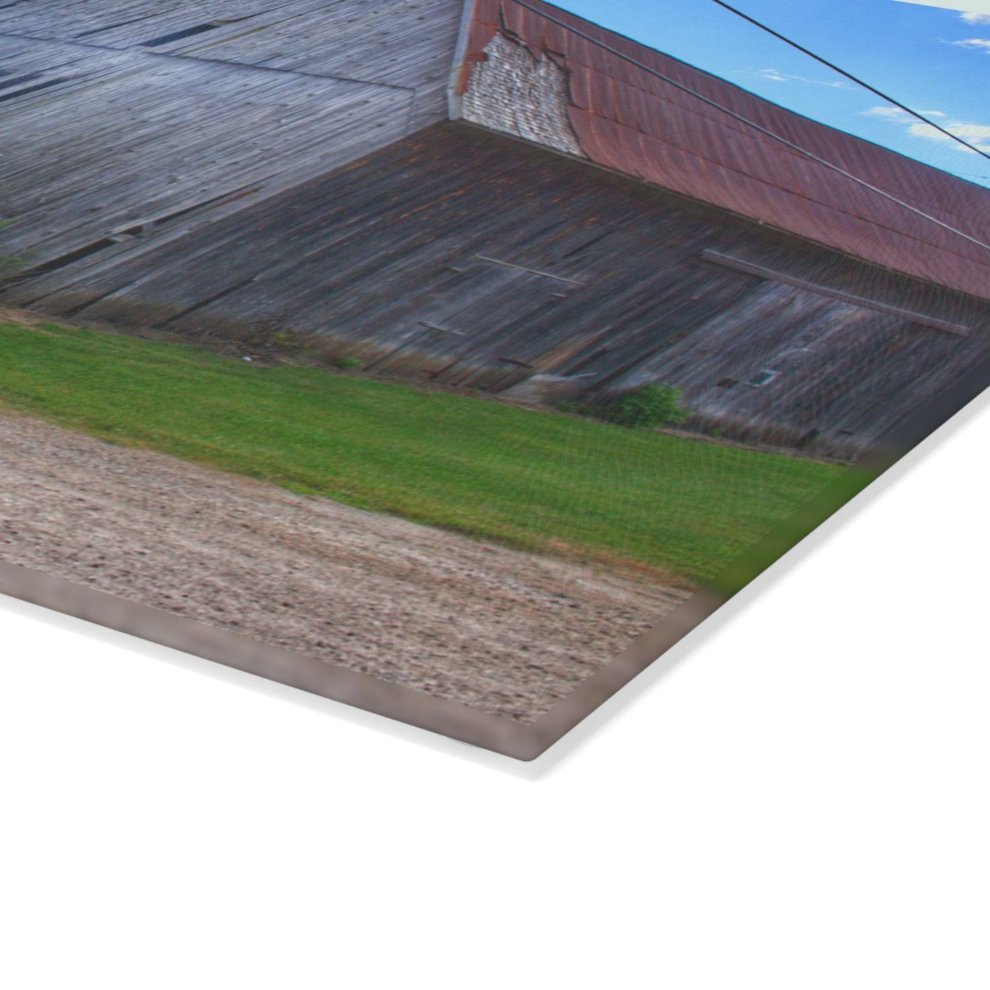 U R There Photography Schoenherr Road Grey I Rustic Farmhouse Tempered-Glass Cutting Board