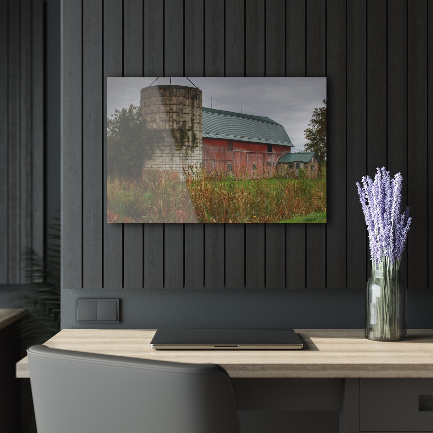 U R There Photography Plumb Creek Road Red II Rustic Farmhouse Acrylic Wall Print