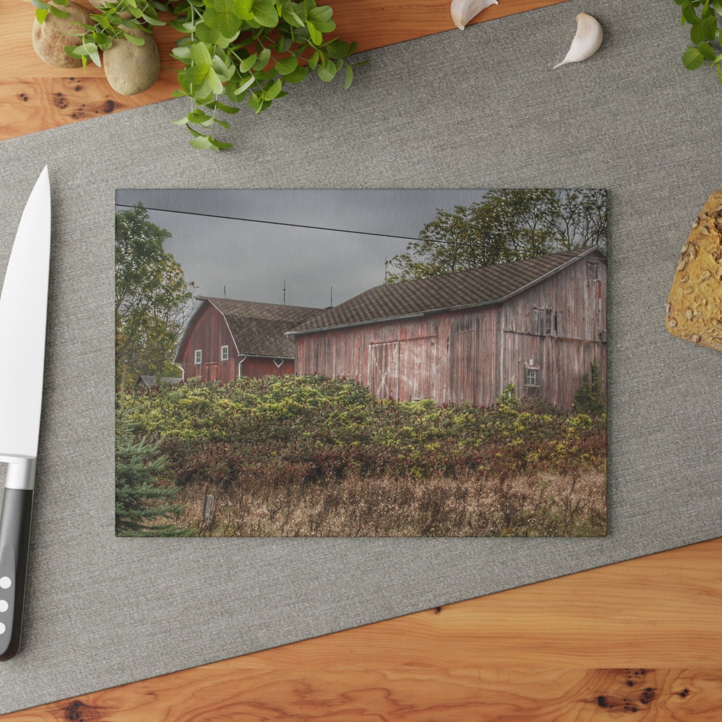 U R There Photography Washburn Reds Rustic Farmhouse Tempered-Glass Cutting Board