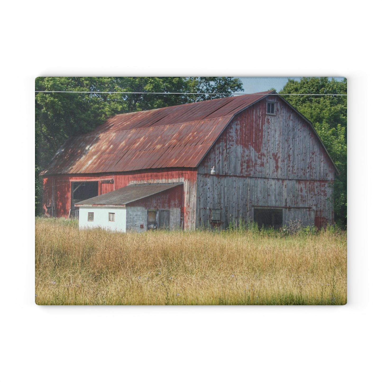 U R There Photography Scott Road Red Rustic Farmhouse Tempered-Glass Cutting Board