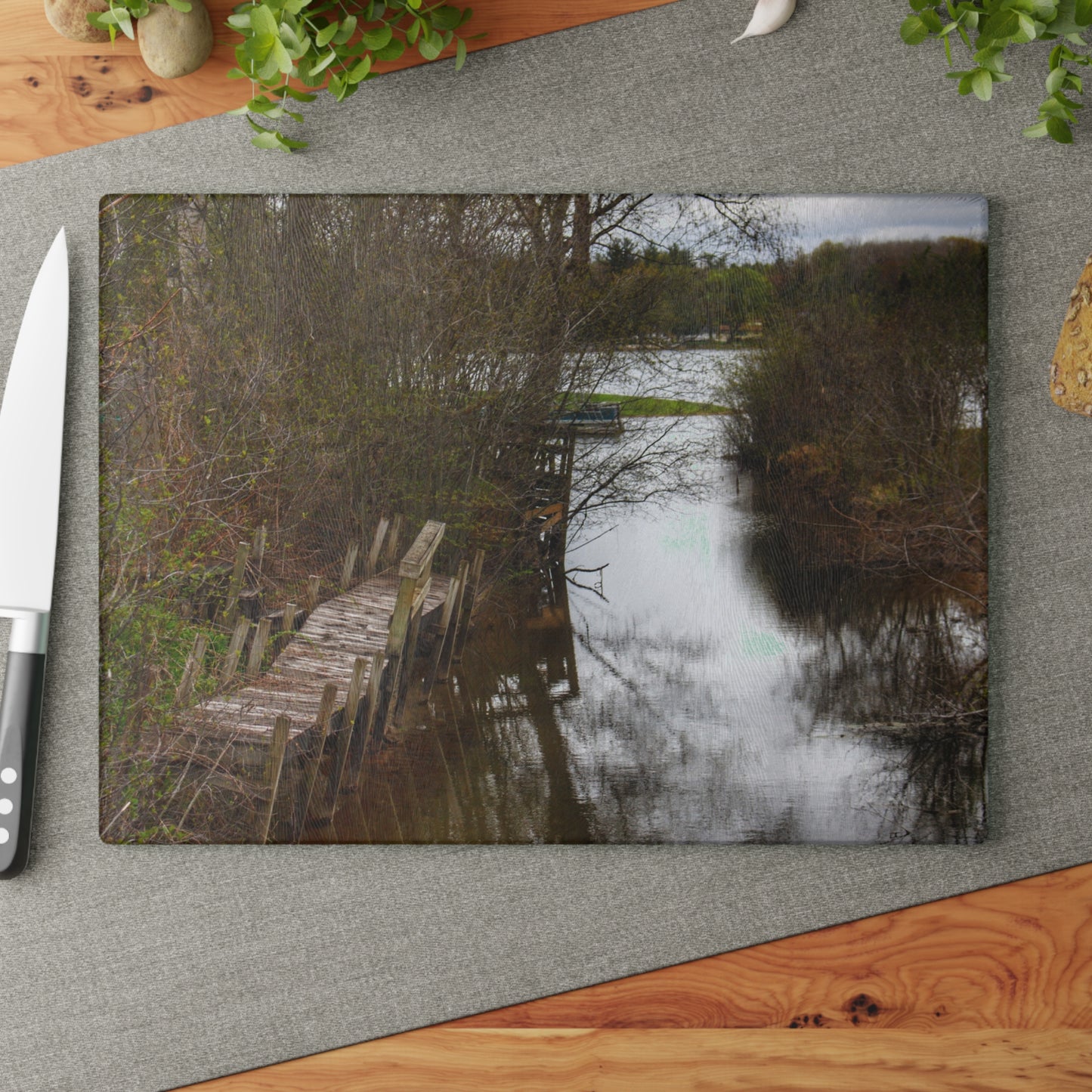 U R There Photography Private Pathways Rustic Farmhouse Tempered-Glass Cutting Board