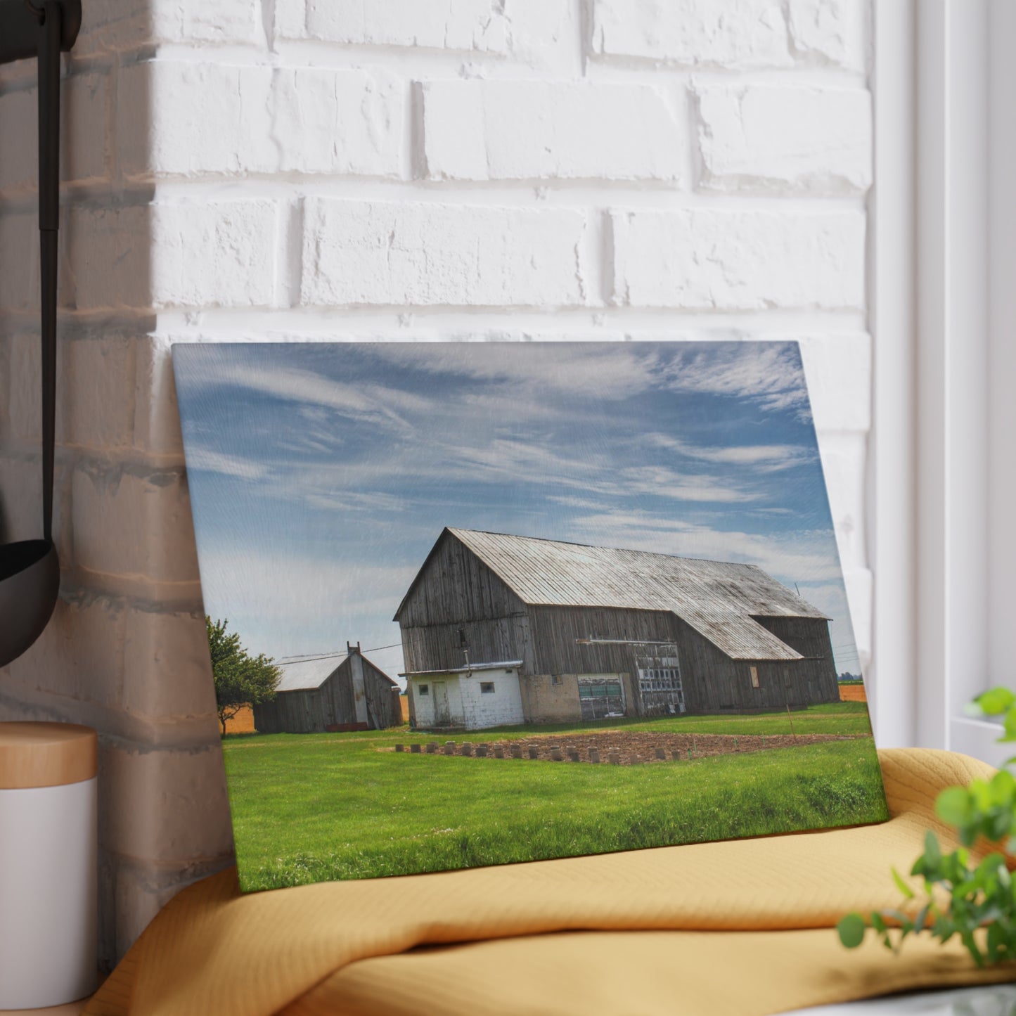 U R There Photography Bay Port Road Greys Rustic Farmhouse Tempered-Glass Cutting Board