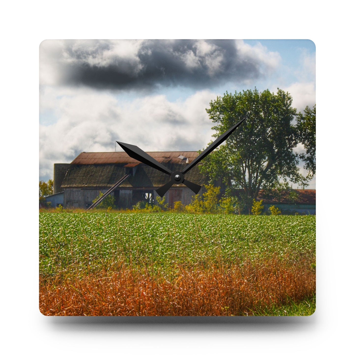 U R There Photography Silverwood Haybarn Rustic Farmhouse Acrylic Analog Wall Clock