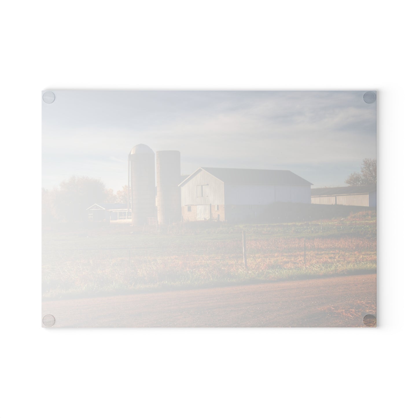 U R There Photography Cade Road White Rustic Farmhouse Tempered-Glass Cutting Board