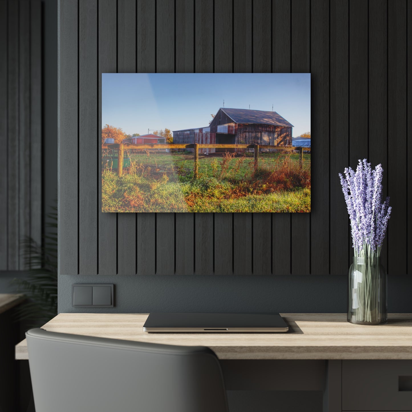 U R There Photography Hunters Creek Grey Saltbox Rustic Farmhouse Acrylic Wall Print