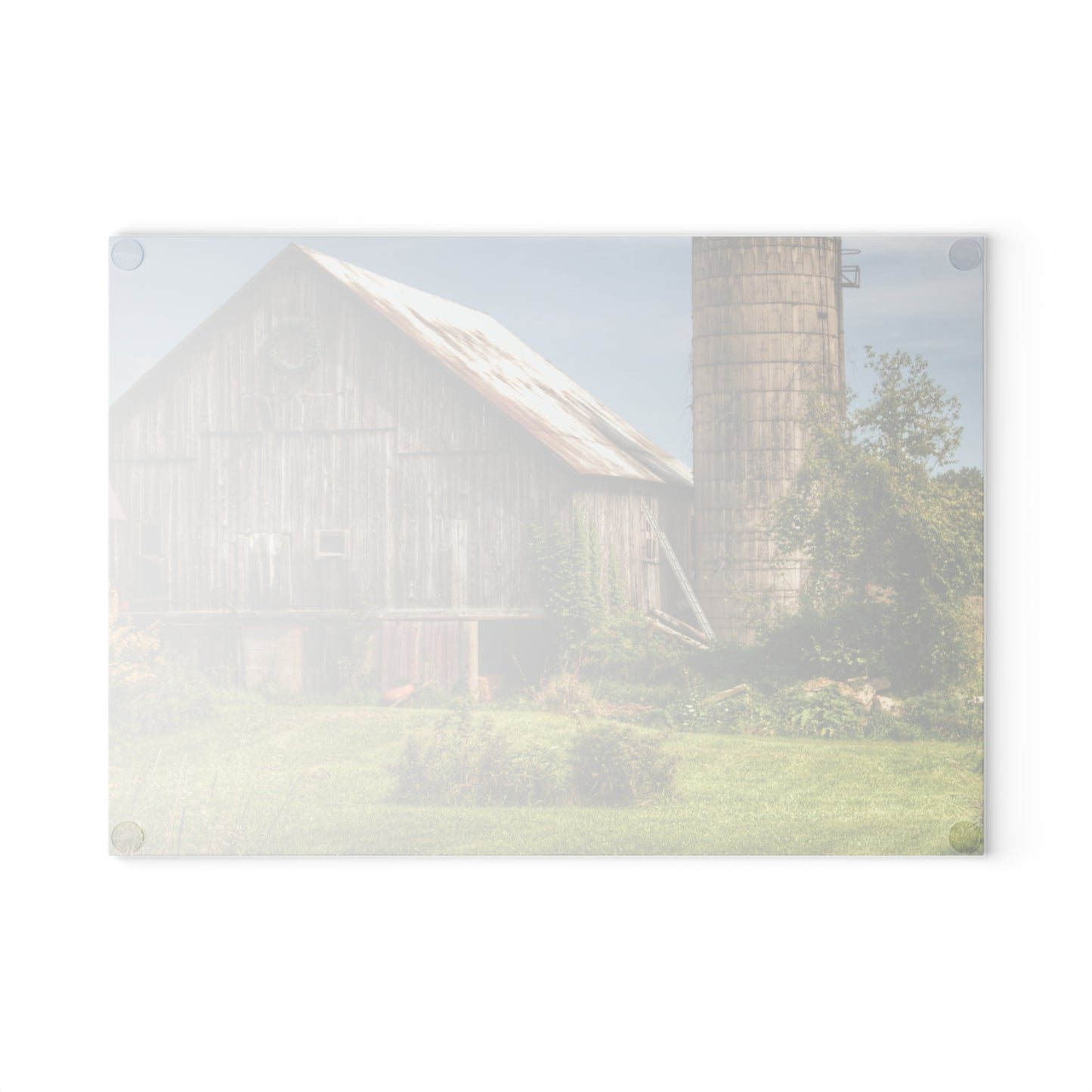 U R There Photography Churchill Christmas Barn in Summer Rustic Farmhouse Tempered-Glass Cutting Board