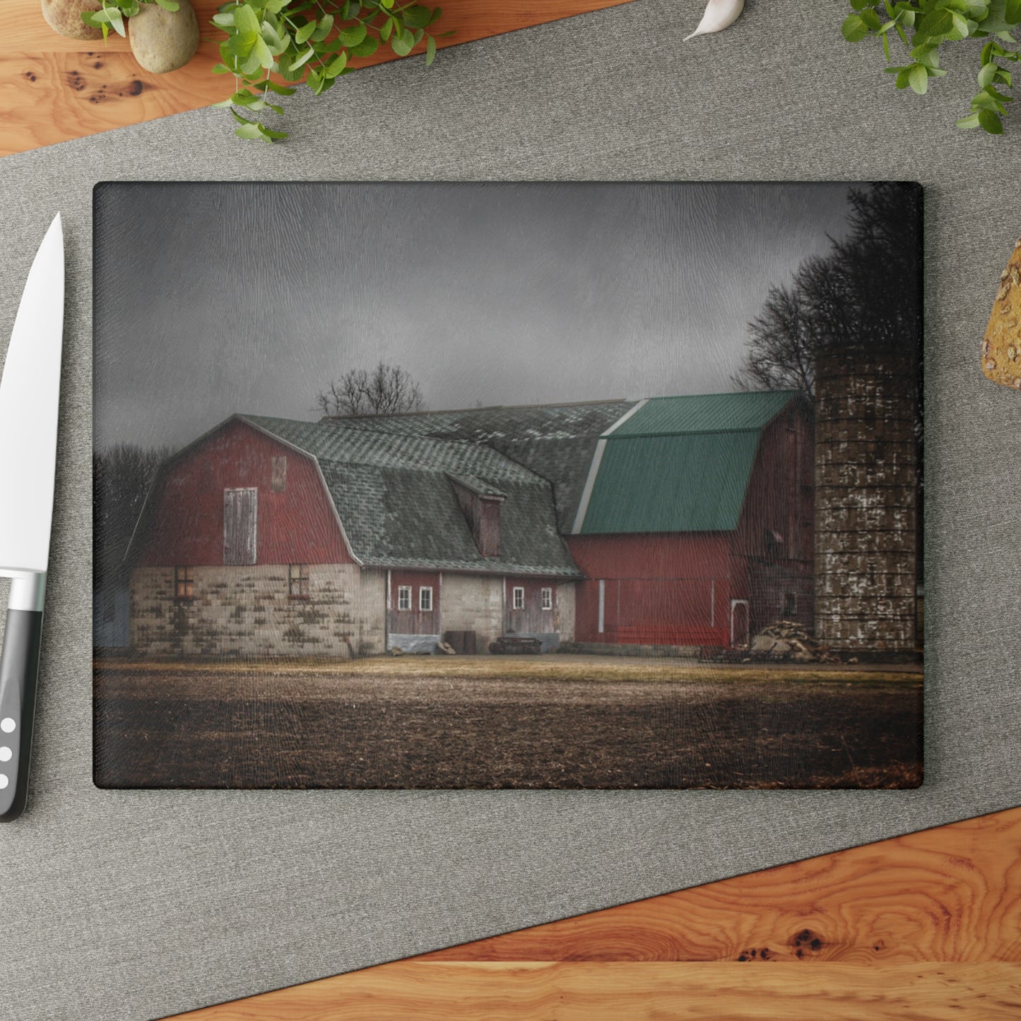 U R There Photography Arbela Reds Rustic Farmhouse Tempered-Glass Cutting Board
