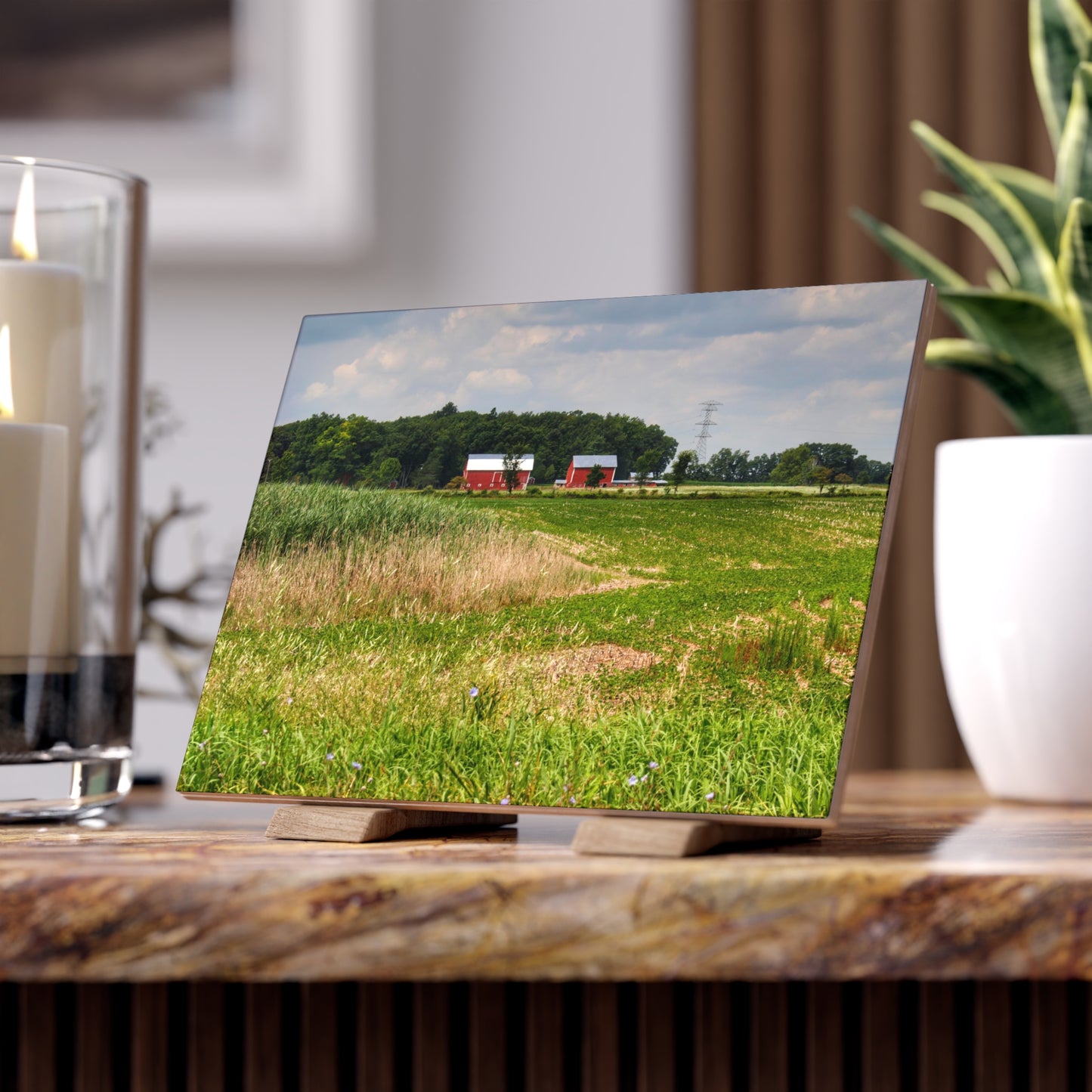U R There Photography Across the Field in Elba II Rustic Farmhouse Decorative Ceramic Tile