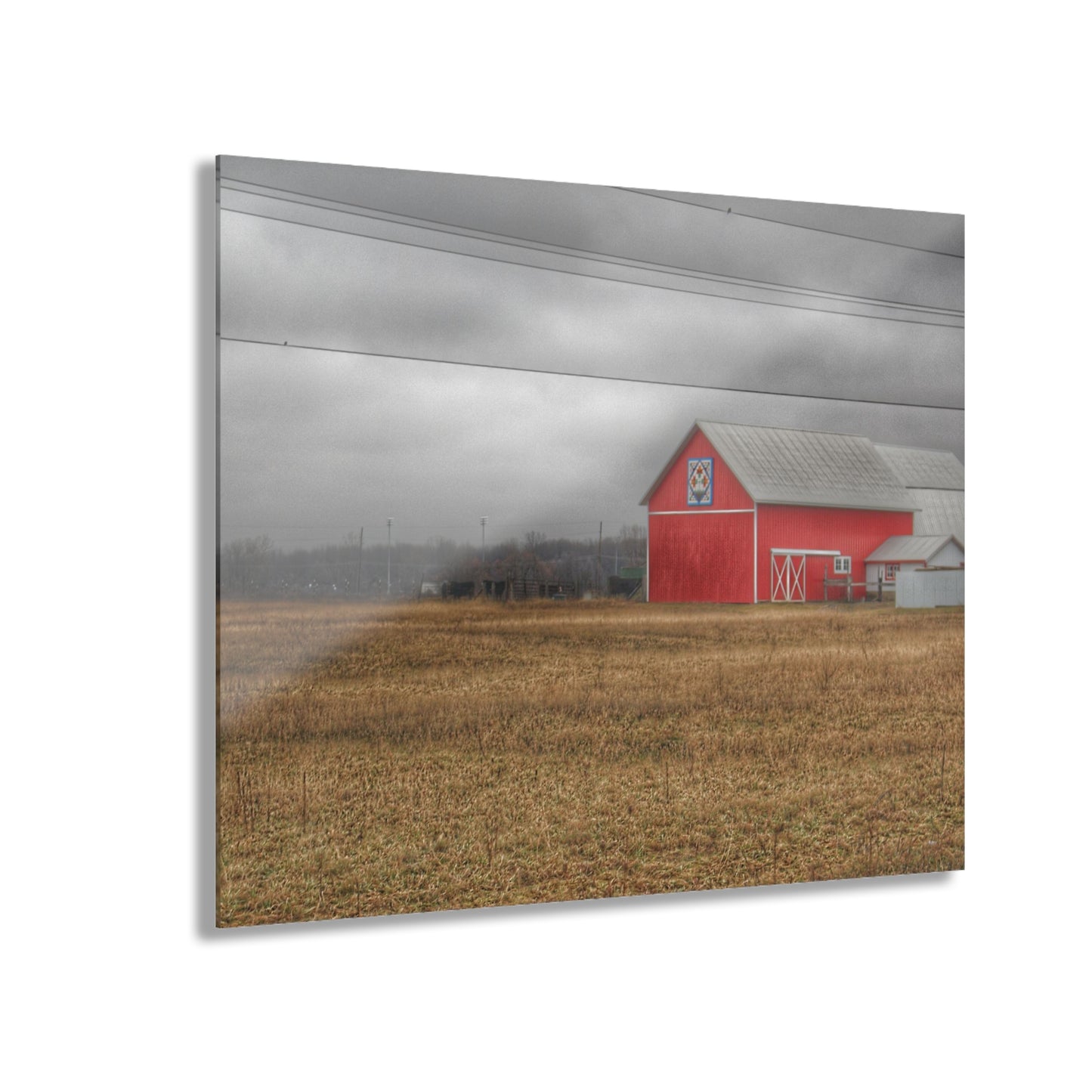 U R There Photography Barnes Road Quilted Red Rustic Farmhouse Acrylic Wall Print