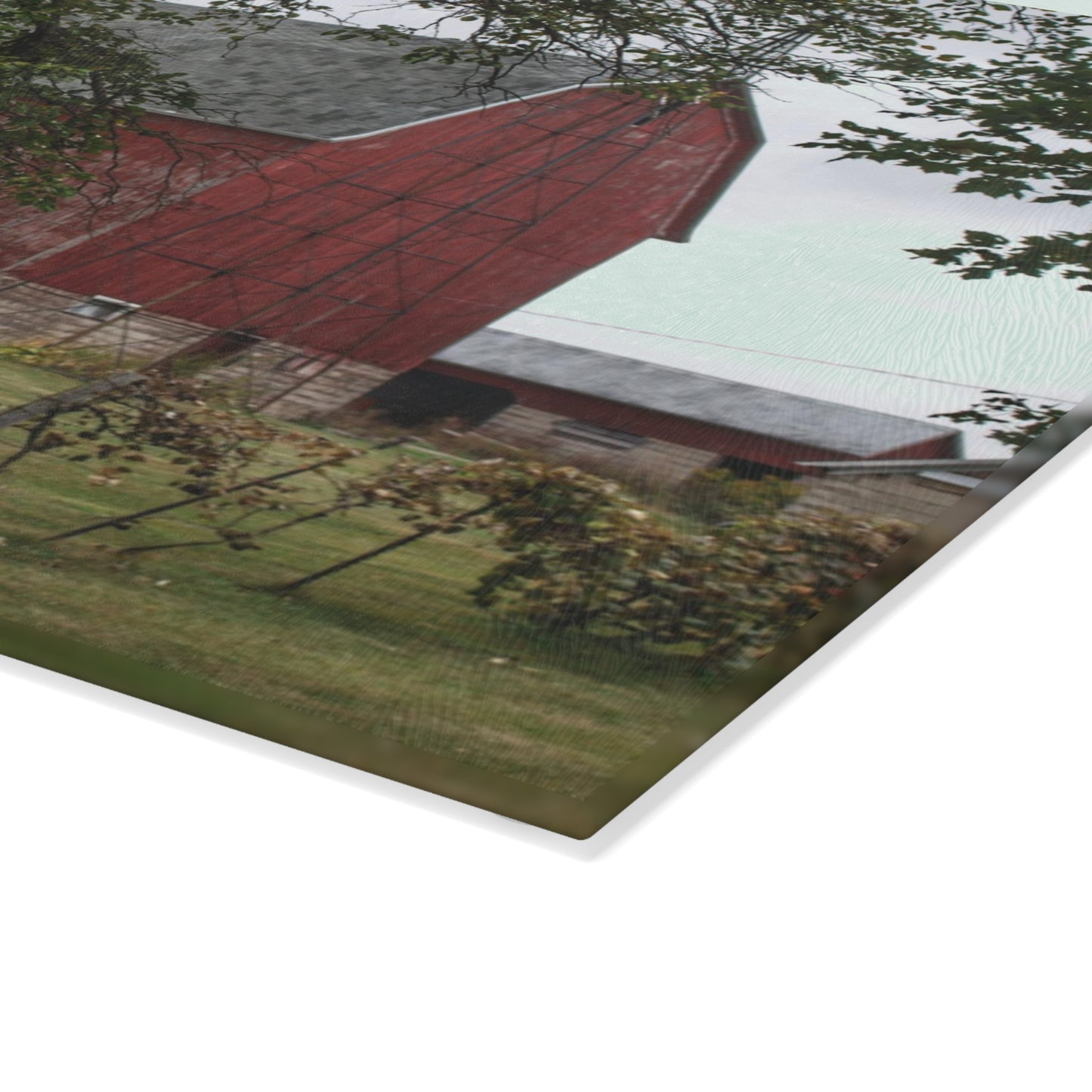 U R There Photography Weaver Road Red I Rustic Farmhouse Tempered-Glass Cutting Board