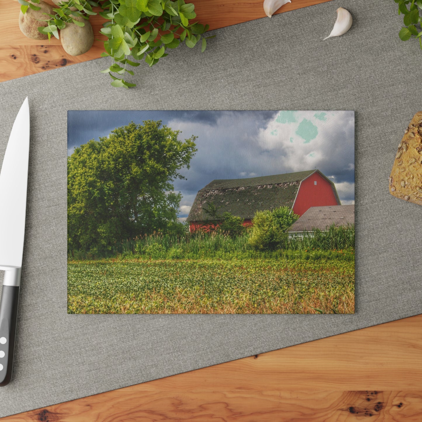 U R There Photography Shelby Red IV Rustic Farmhouse Tempered-Glass Cutting Board
