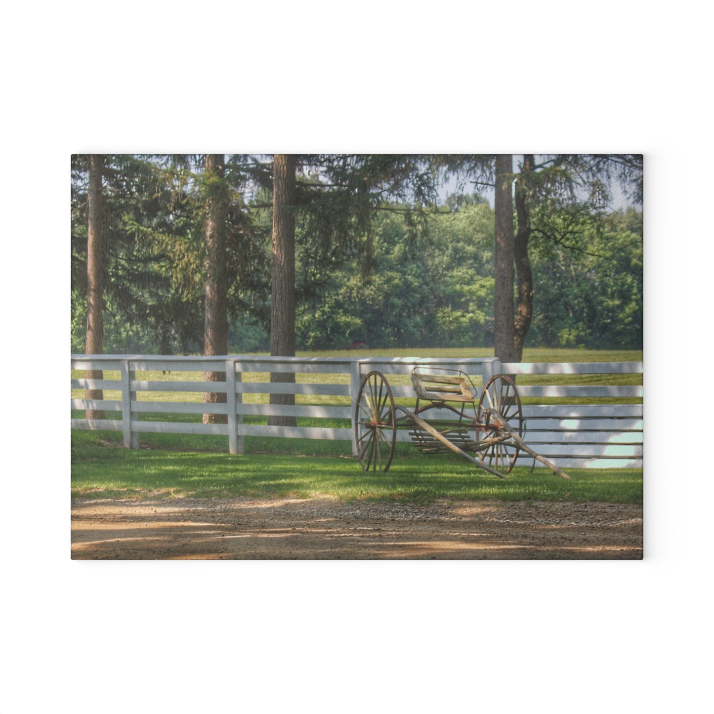 U R There Photography Thornville Buggy and Fence Rustic Farmhouse Tempered-Glass Cutting Board