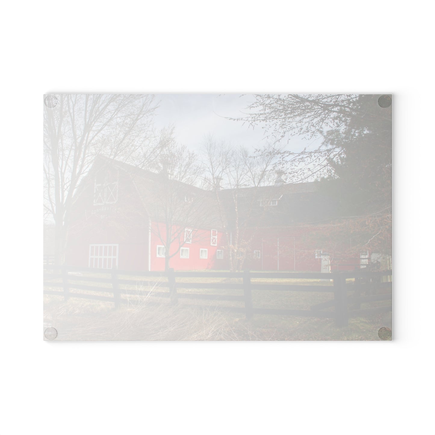 U R There Photography Thornville Road Red Rustic Farmhouse Tempered-Glass Cutting Board