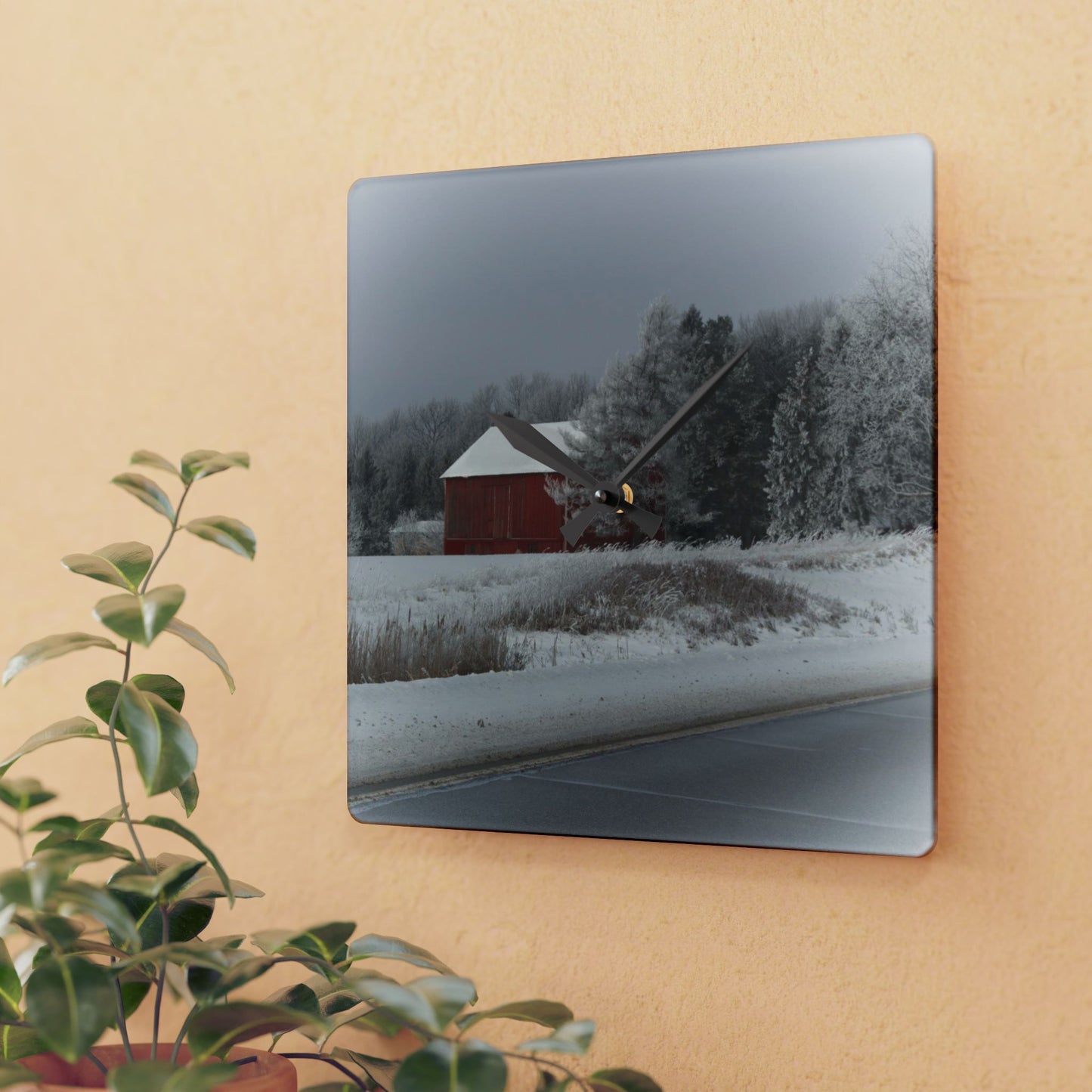 U R There Photography Farm on the Curve Rustic Farmhouse Acrylic Analog Wall Clock