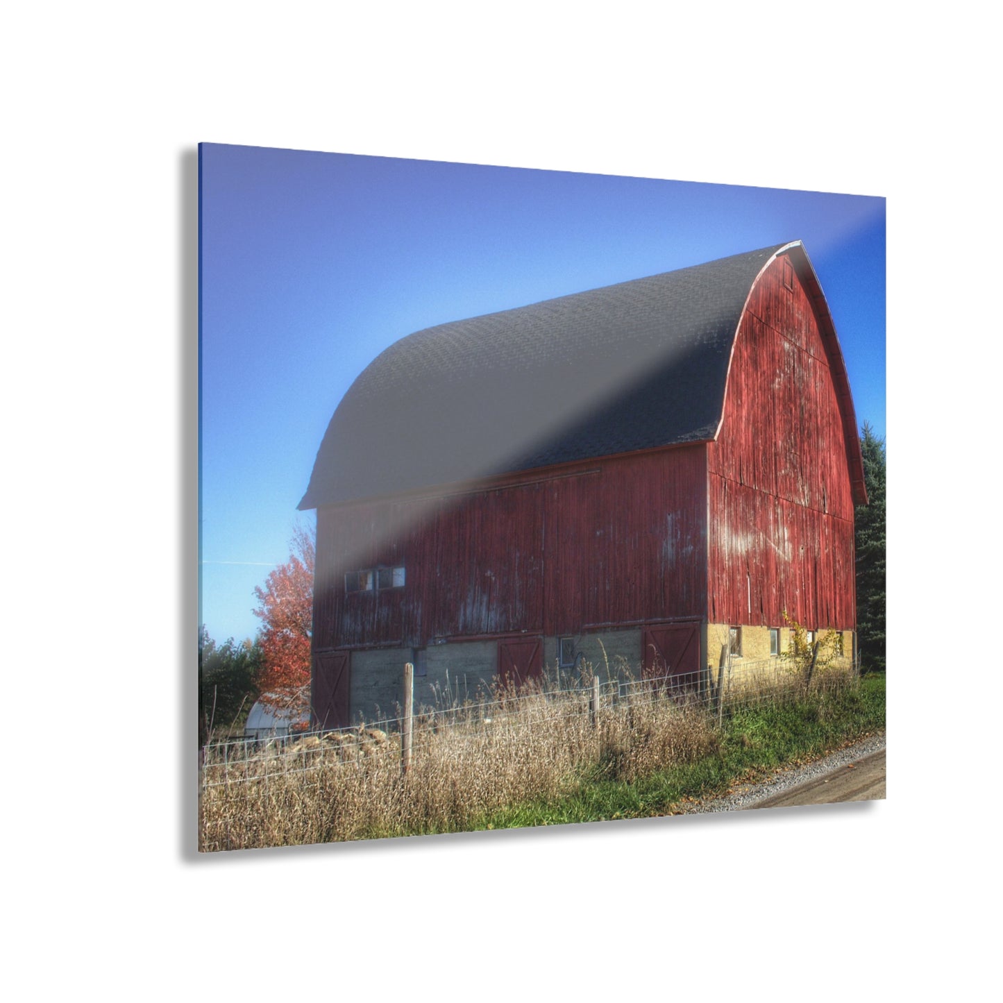 U R There Photography Big Roadside Red Rustic Farmhouse Acrylic Wall Print