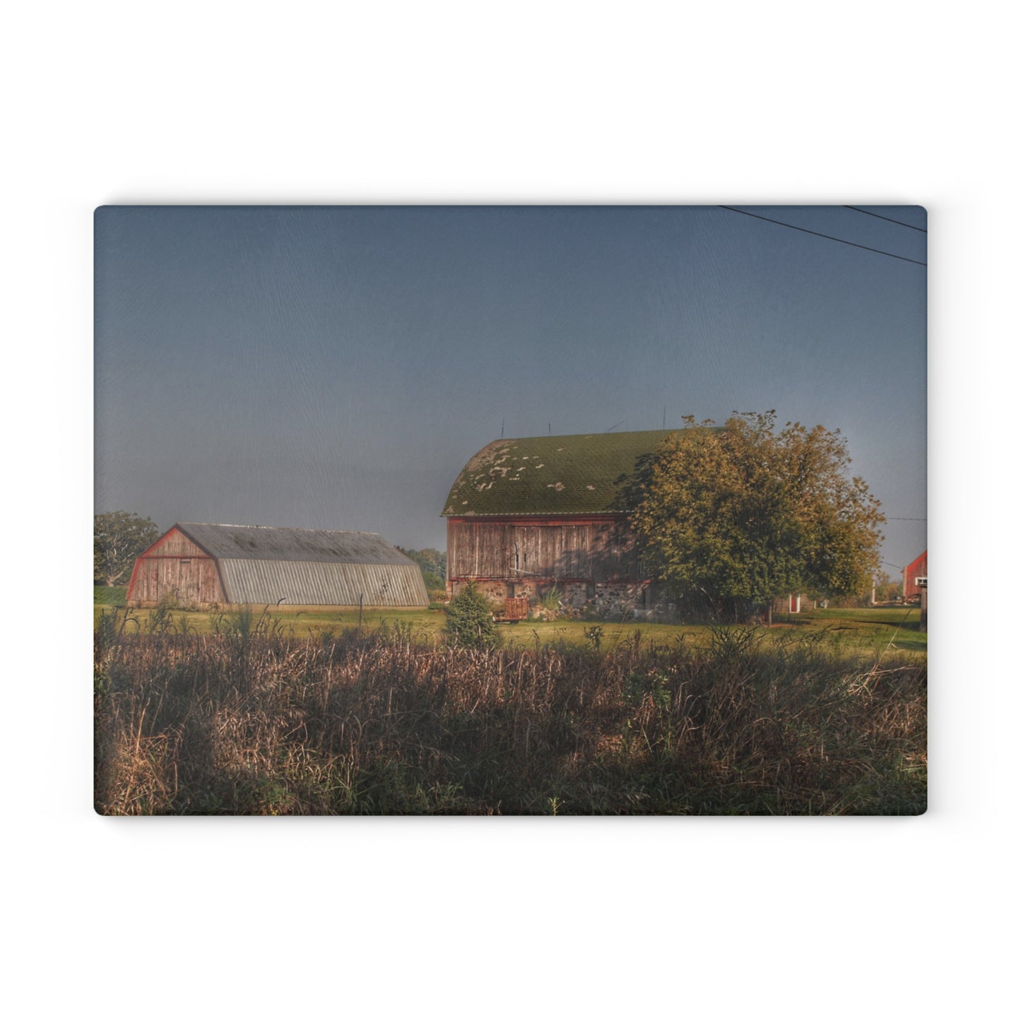 U R There Photography Summers Road Reds Rustic Farmhouse Tempered-Glass Cutting Board