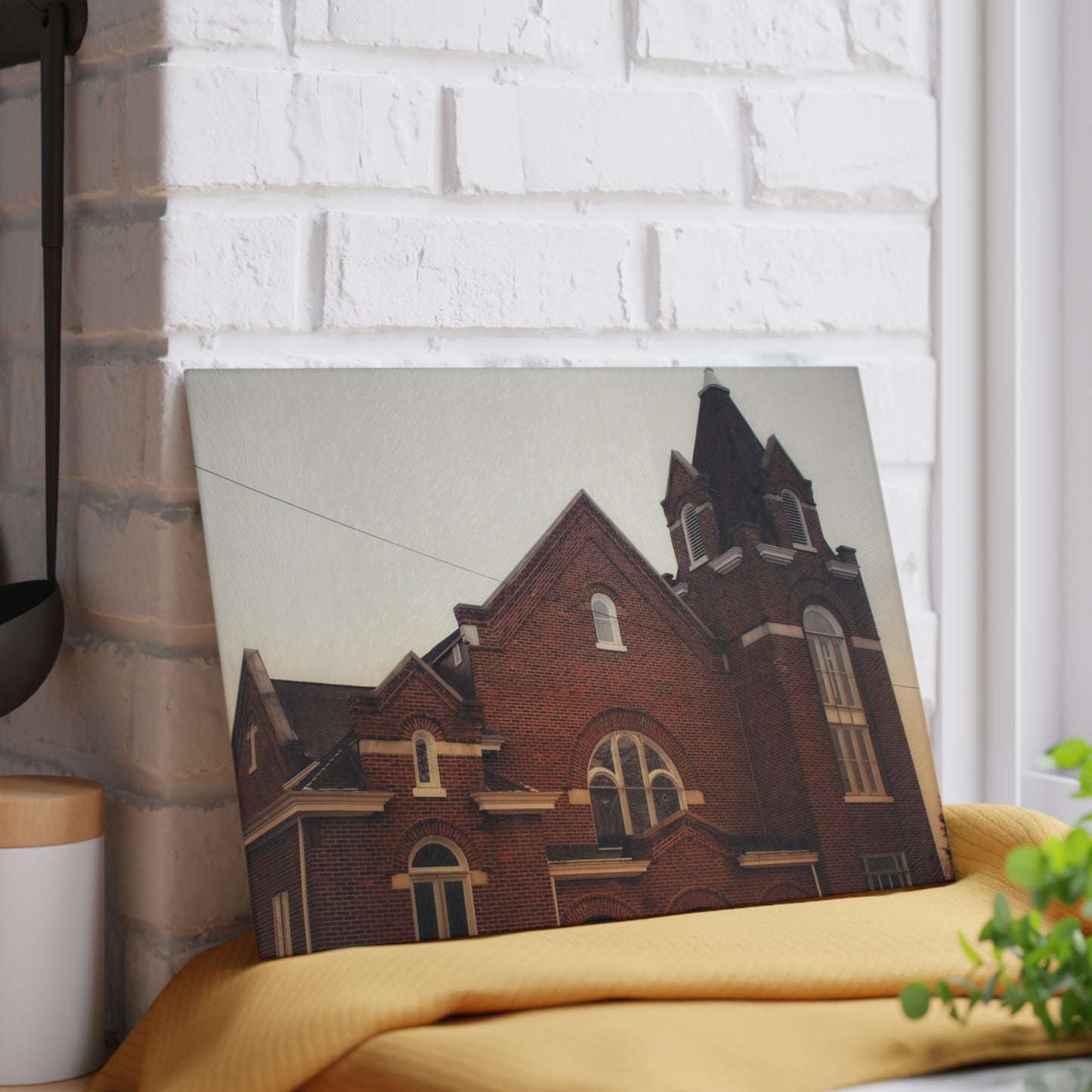 U R There Photography Brown City Methodist Church Rustic Farmhouse Tempered-Glass Cutting Board