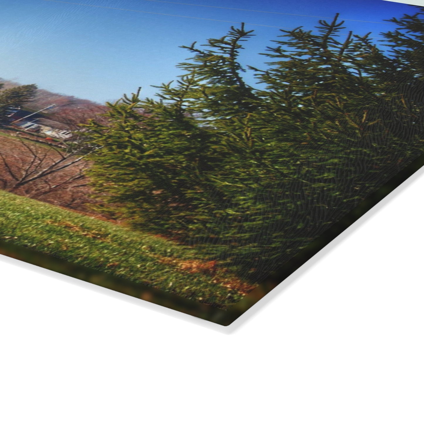 U R There Photography Across the Field on Brocker Road Rustic Farmhouse Tempered-Glass Cutting Board