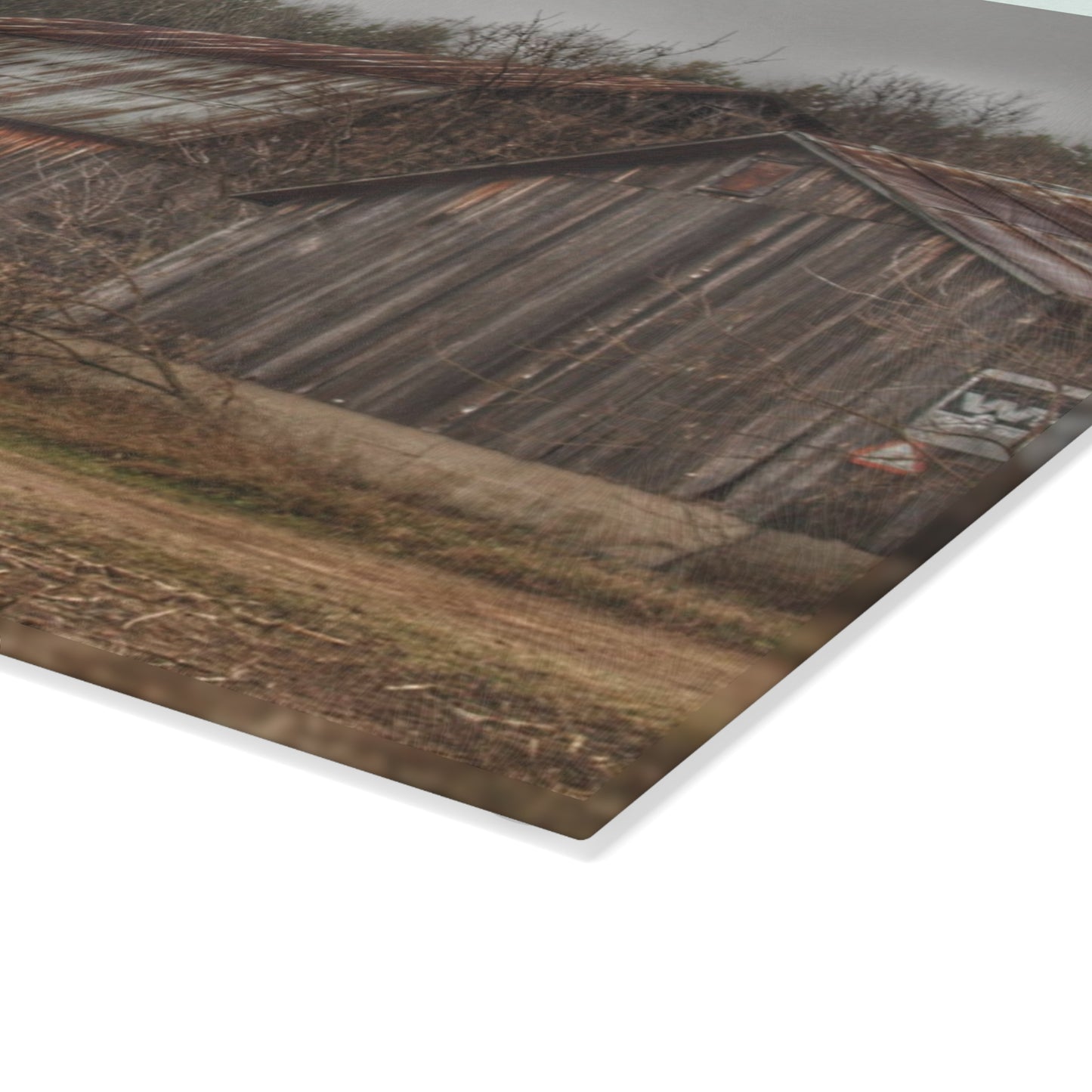 U R There Photography Arbela Road Greys Rustic Farmhouse Tempered-Glass Cutting Board