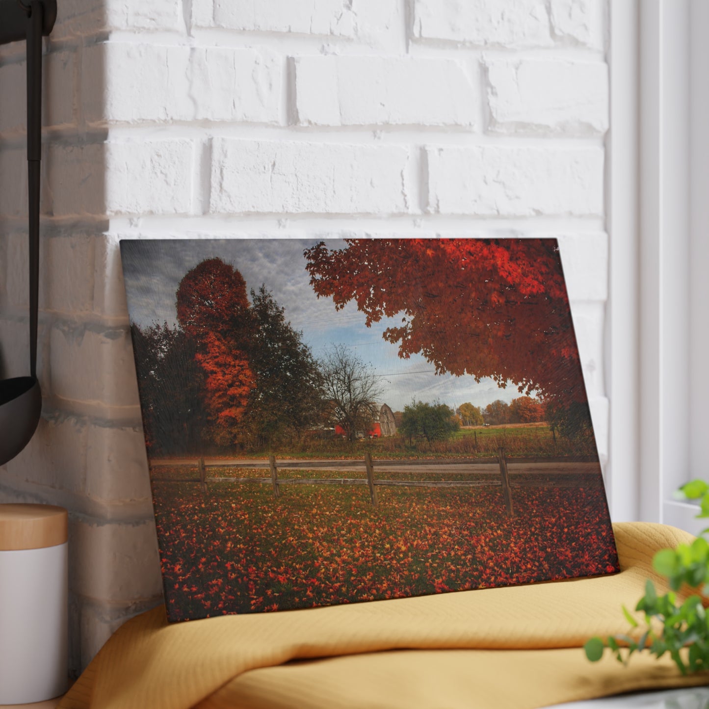 U R There Photography East Frances Road Hidden Grey II Rustic Farmhouse Tempered-Glass Cutting Board