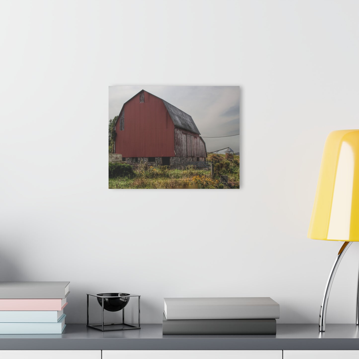 U R There Photography Roadside Stone Red Rustic Farmhouse Acrylic Wall Print