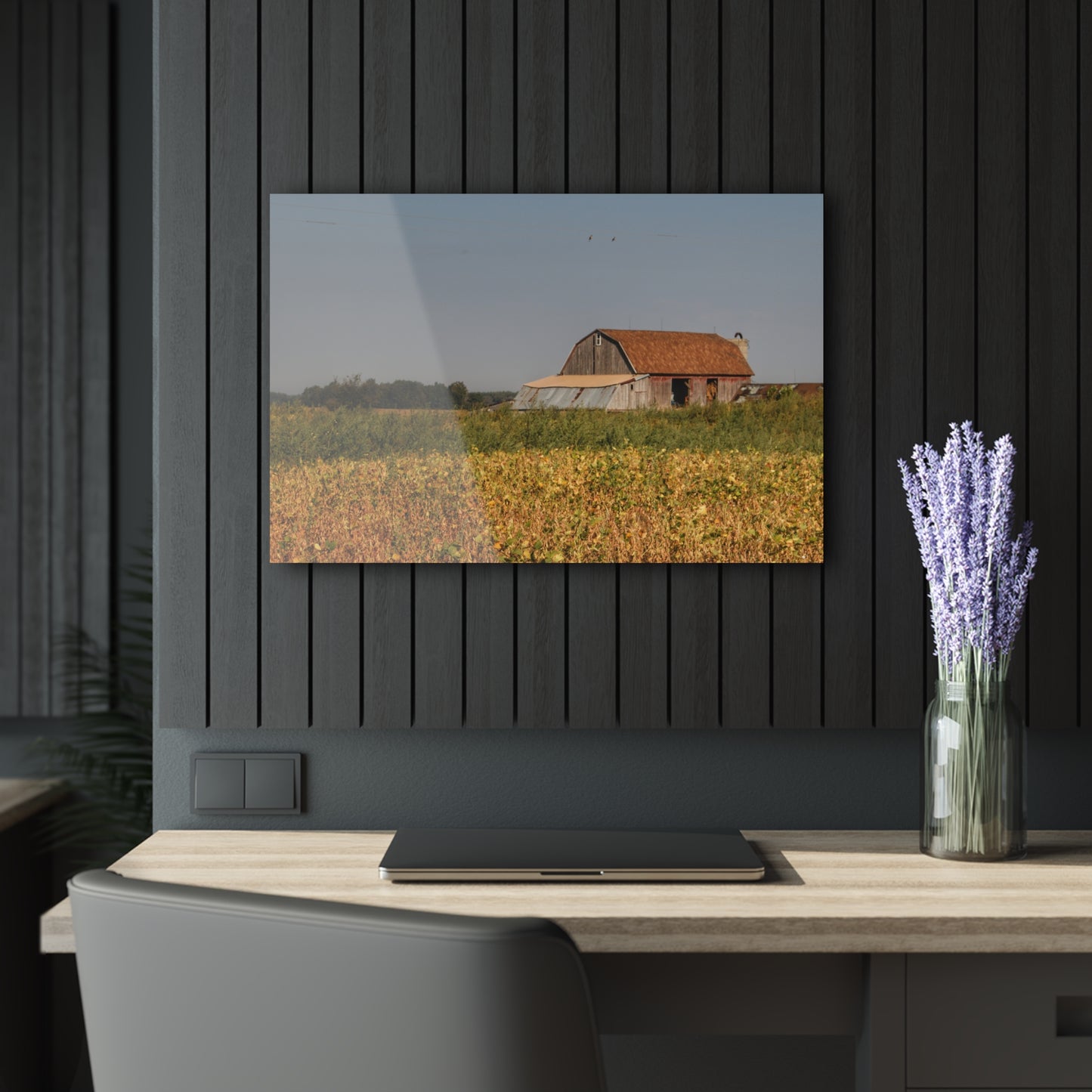 U R There Photography Slattery Road Saltbox Grey Rustic Farmhouse Acrylic Wall Print