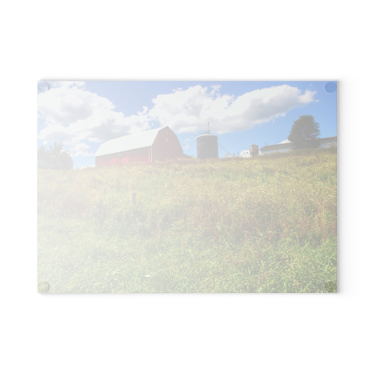U R There Photography South Henderson Road Hilltop Red II Rustic Farmhouse Tempered-Glass Cutting Board