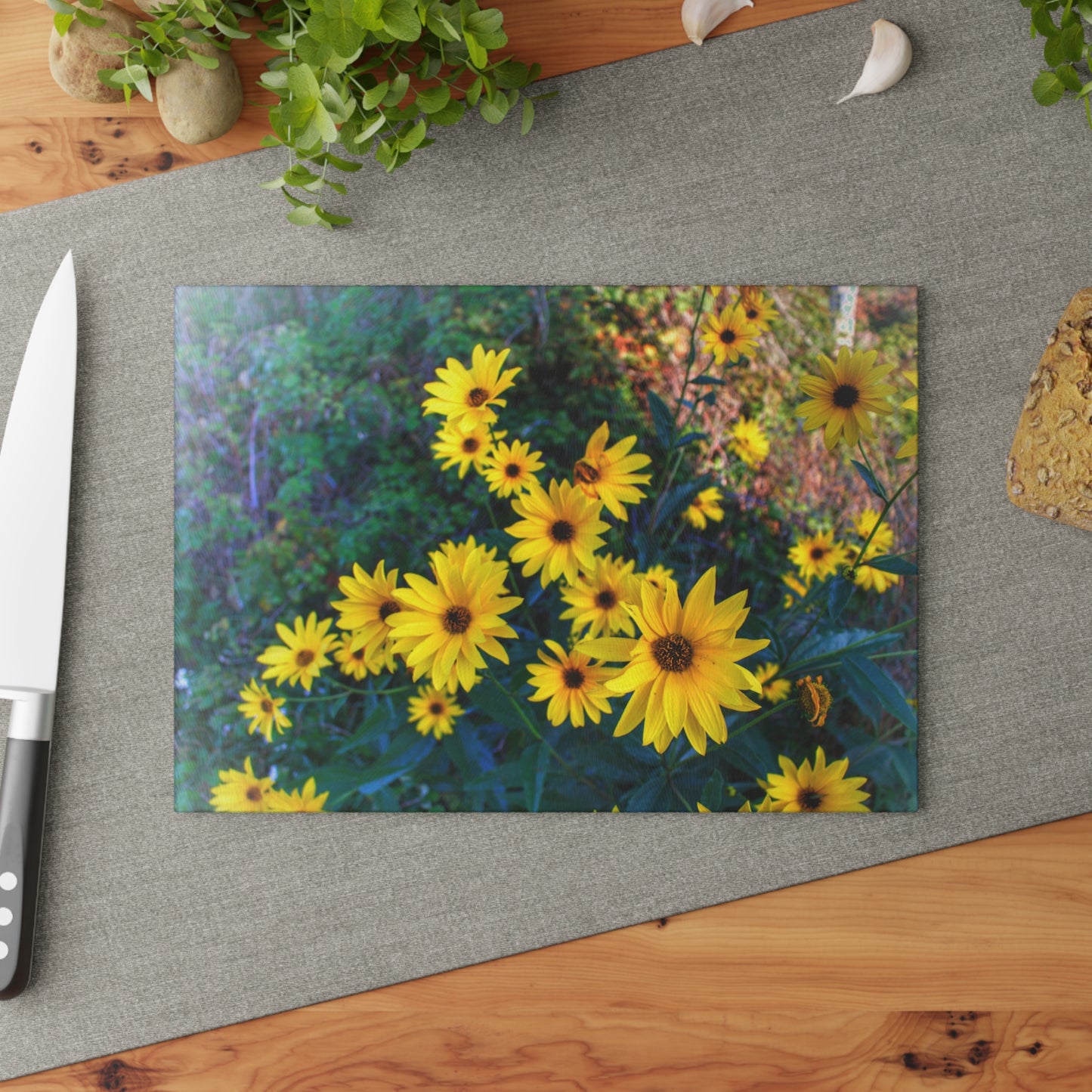U R There Photography Bursts of Gold Rustic Farmhouse Tempered-Glass Cutting Board