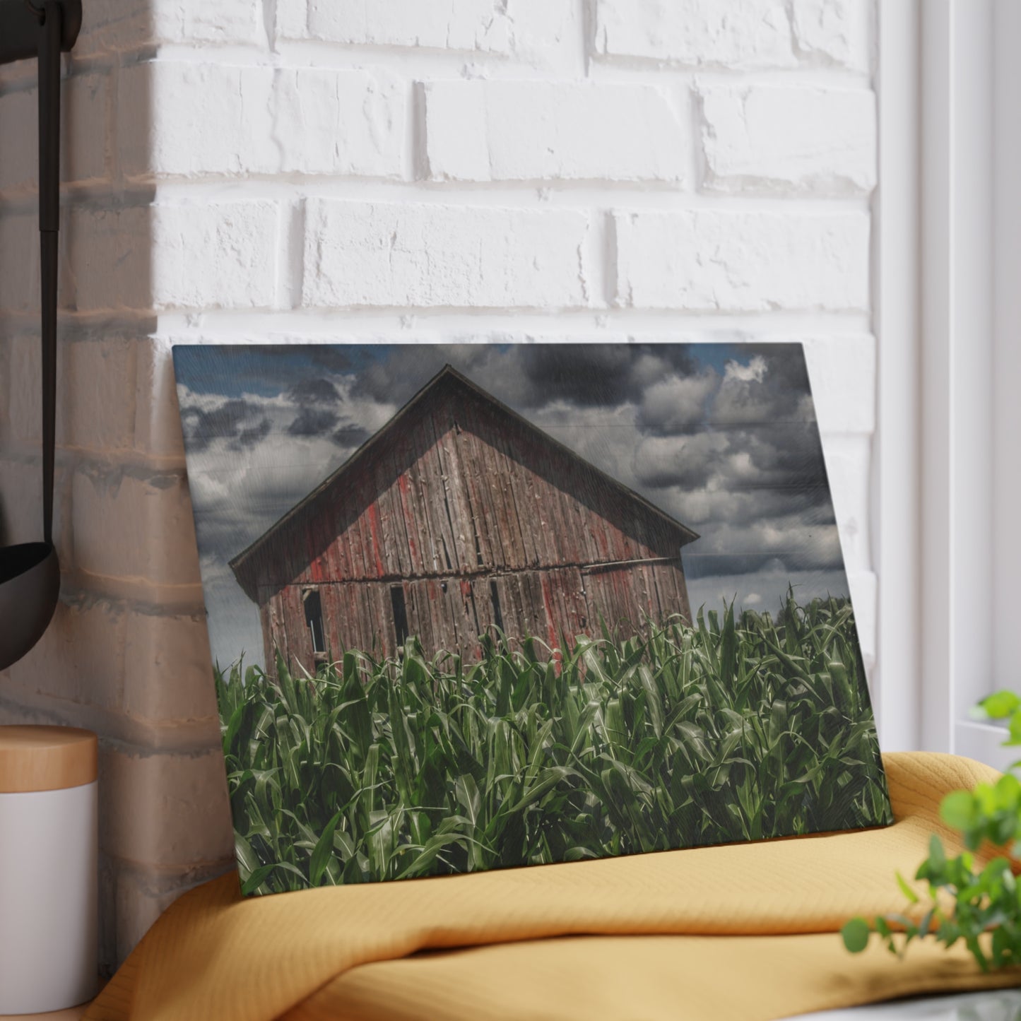 U R There Photography Above the July Corn Rustic Farmhouse Tempered-Glass Cutting Board