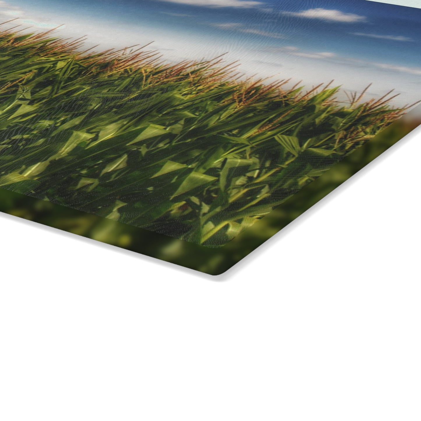 U R There Photography Sky-High Corn Rustic Farmhouse Tempered-Glass Cutting Board
