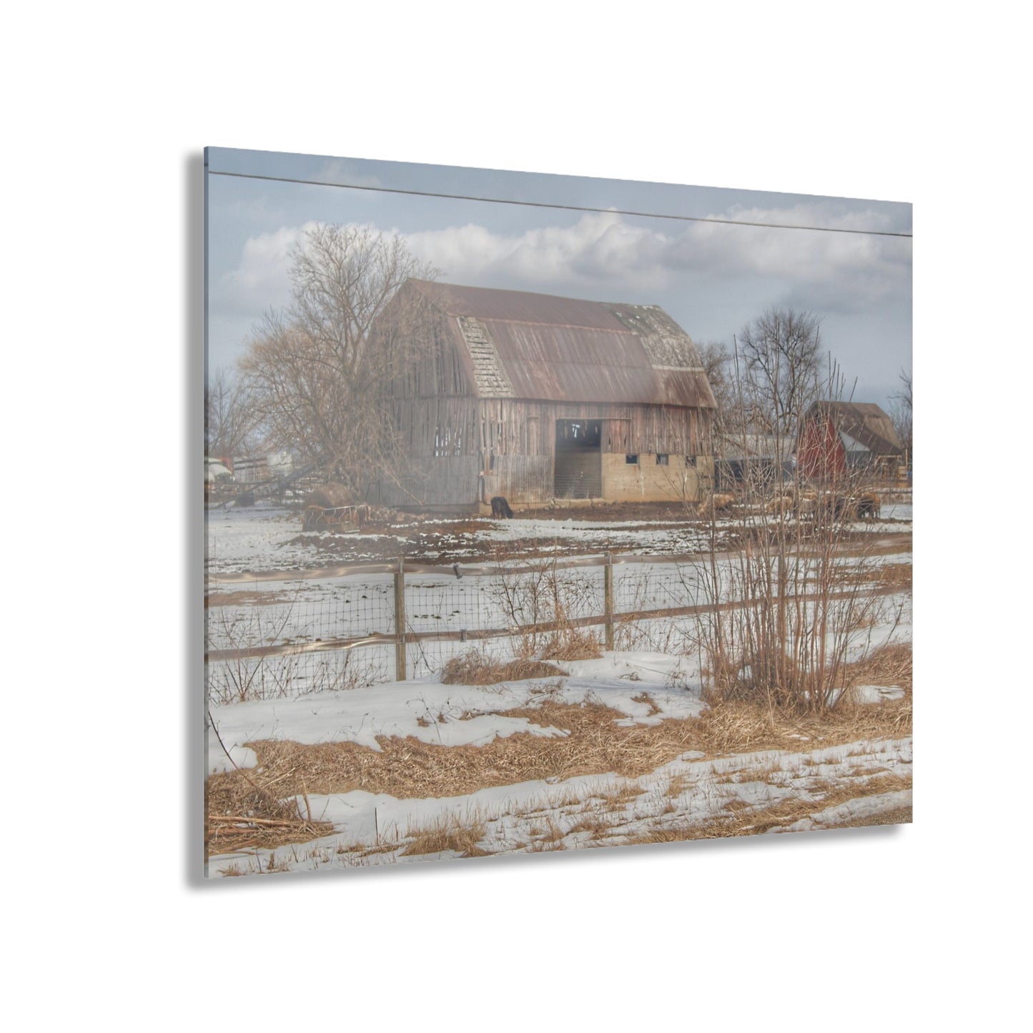 U R There Photography Babcock Road Red Rustic Farmhouse Acrylic Wall Print