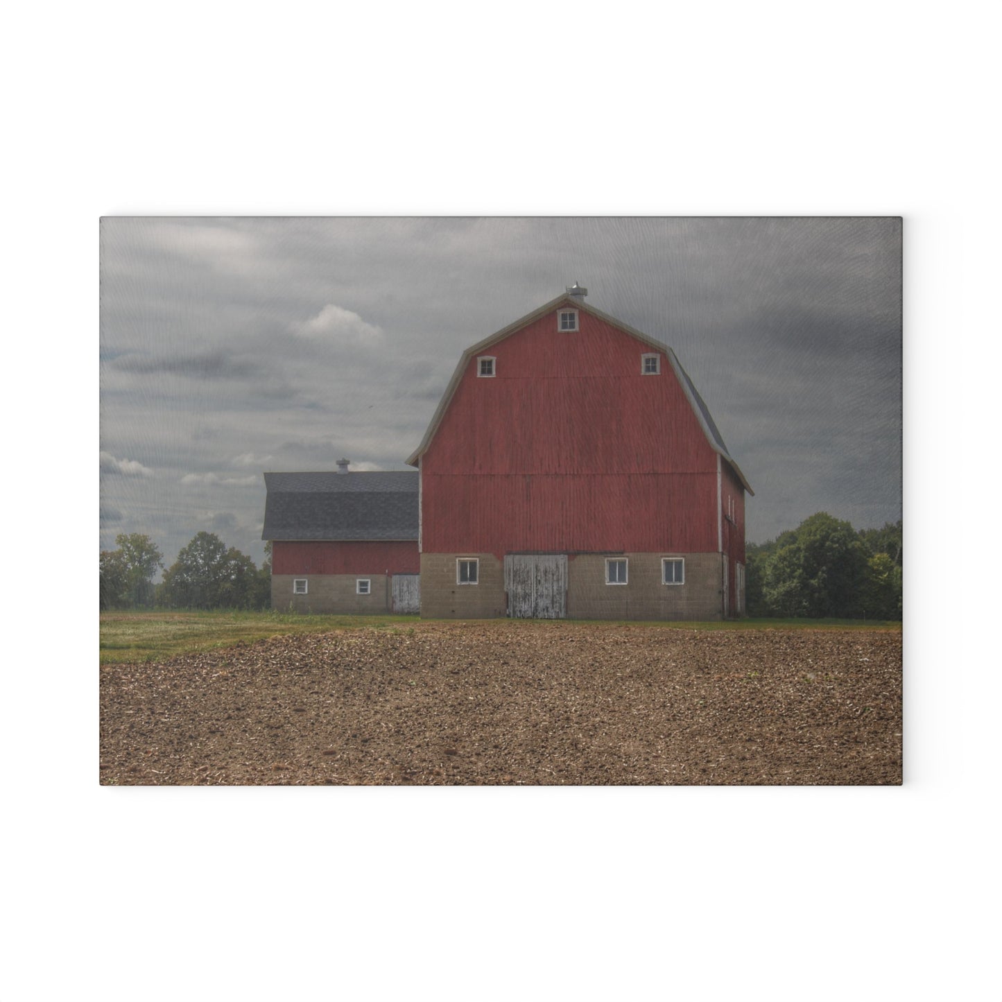 U R There Photography Cade Road Red I Rustic Farmhouse Tempered-Glass Cutting Board