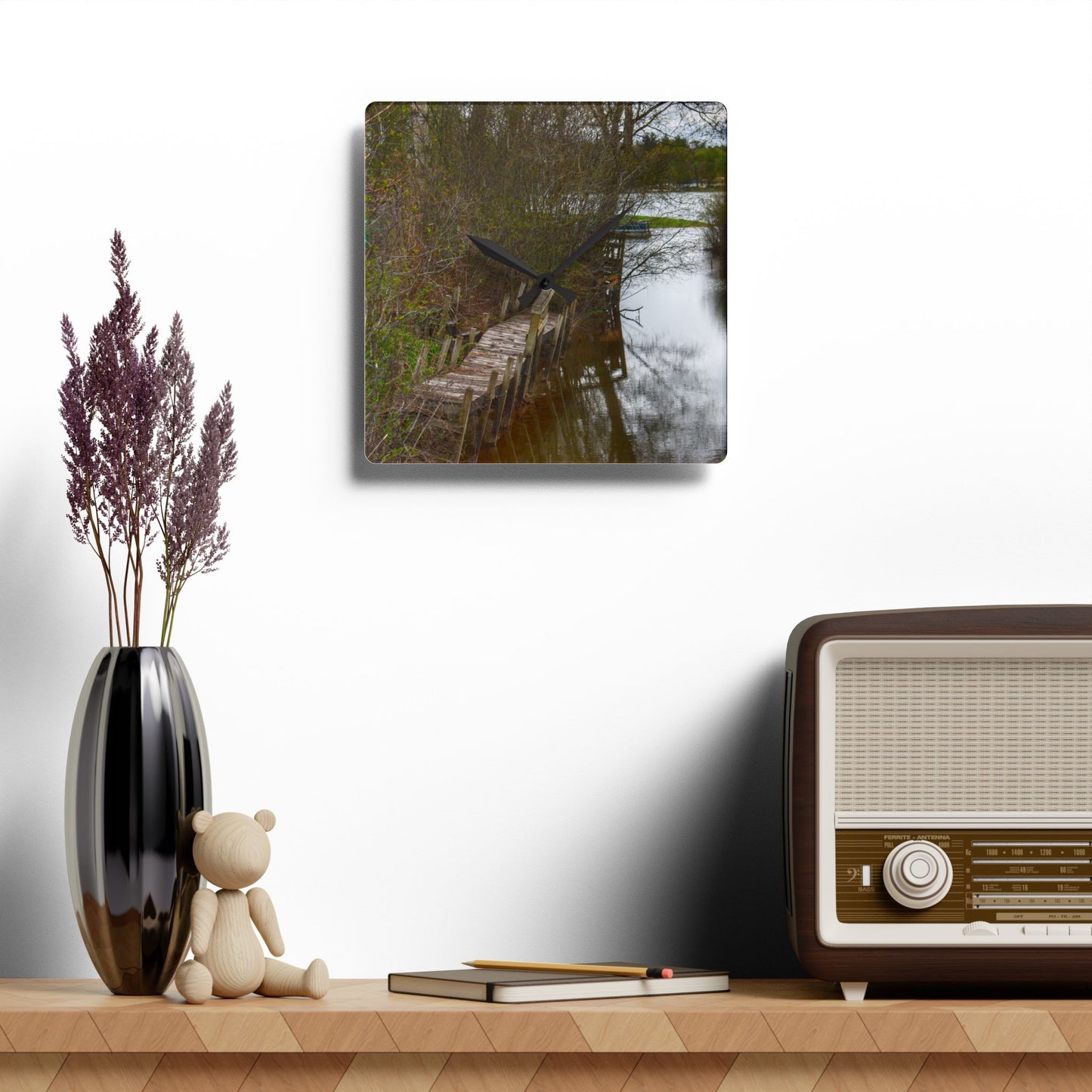U R There Photography Private Pathways Rustic Farmhouse Acrylic Analog Wall Clock