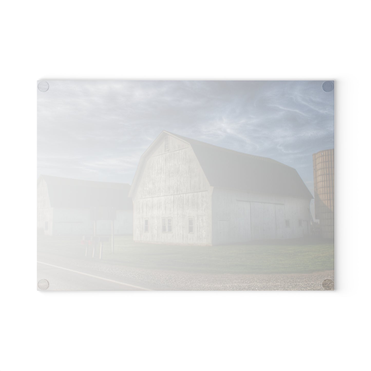 U R There Photography Richardson Road White Duo Rustic Farmhouse Tempered-Glass Cutting Board