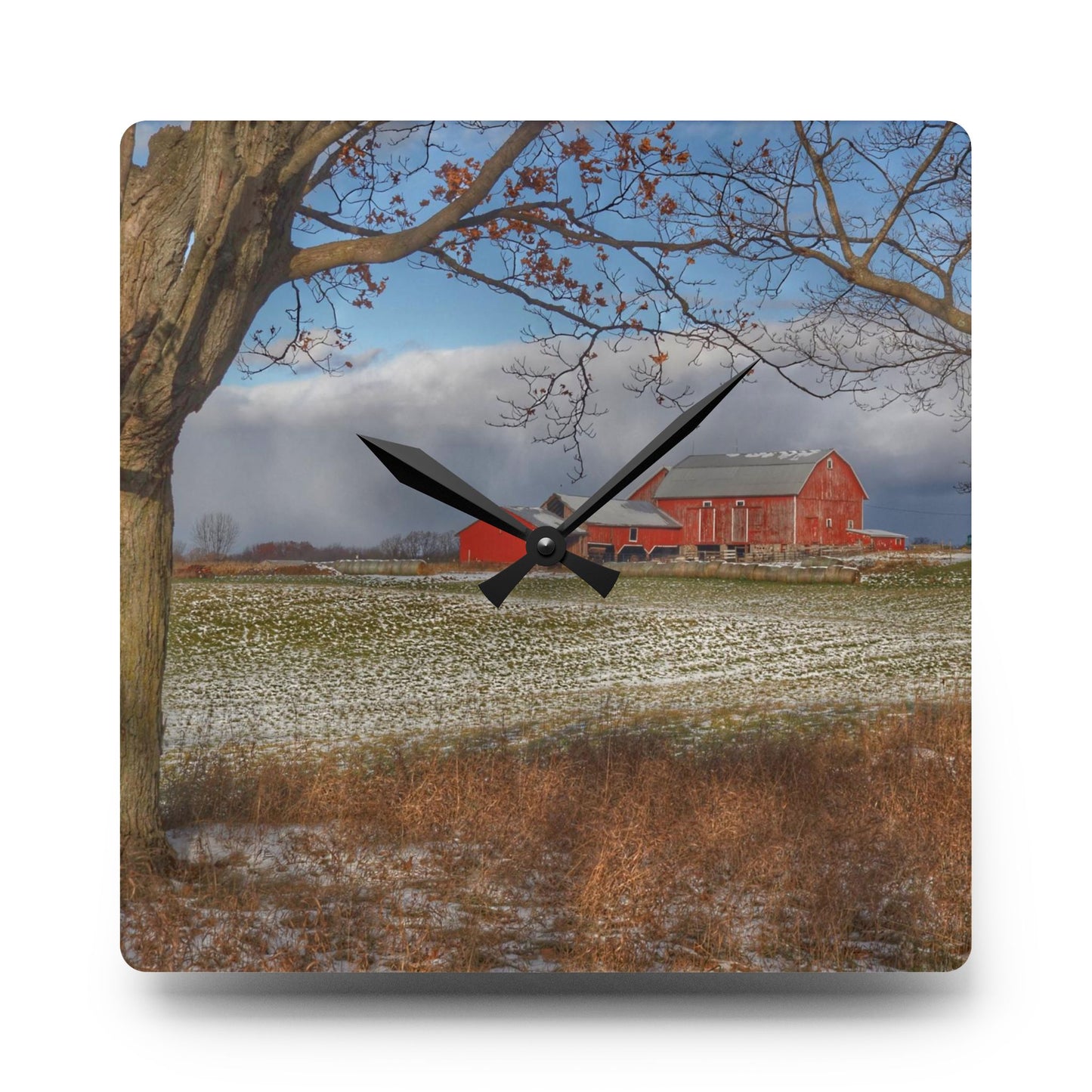 Rustic Farmhouse Wall Clock Featuring Approaching Storm on Edward Road
